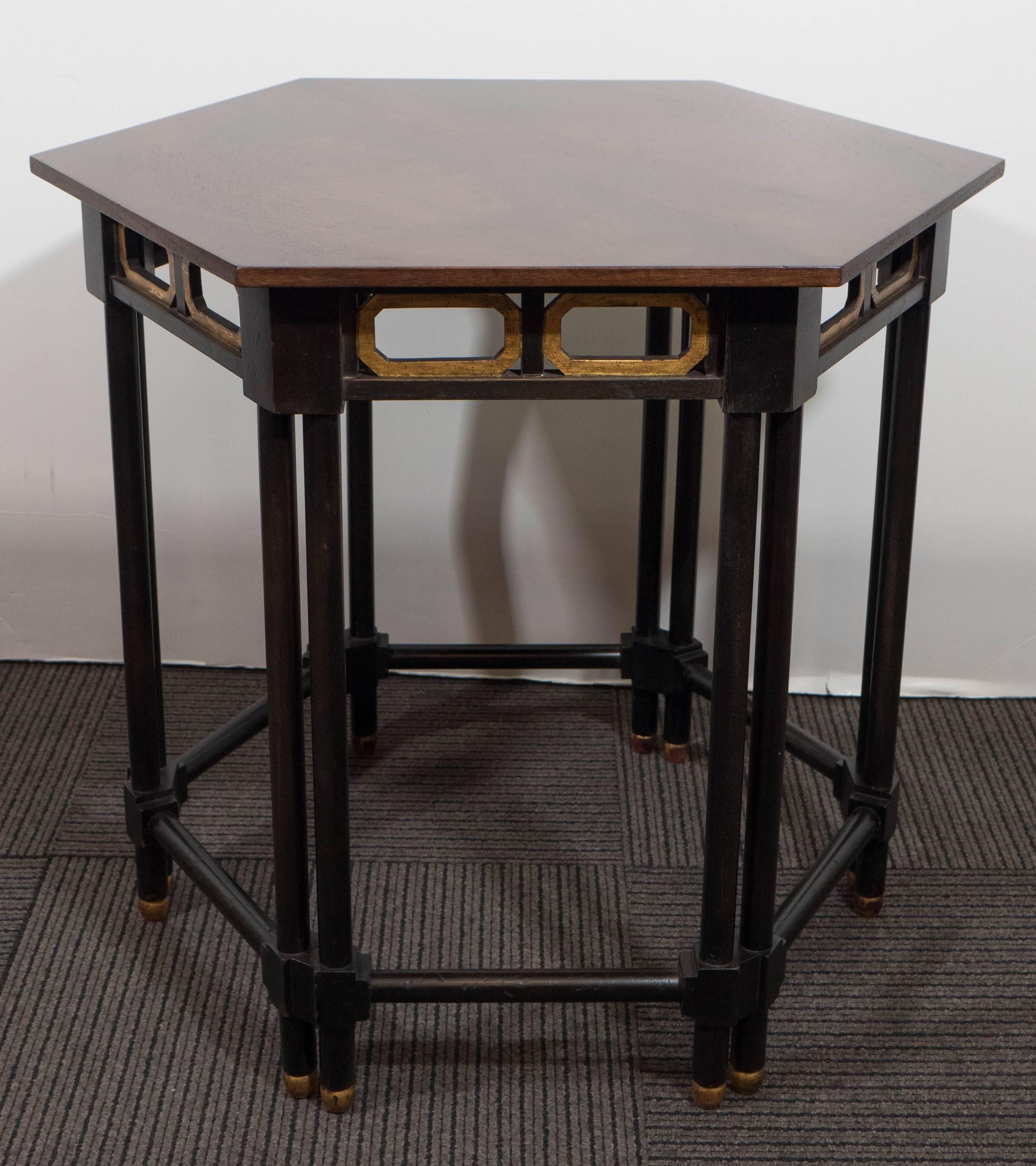 Late 20th Century Pair of Moorish Style Hexagonal Side Tables by Baker Furniture