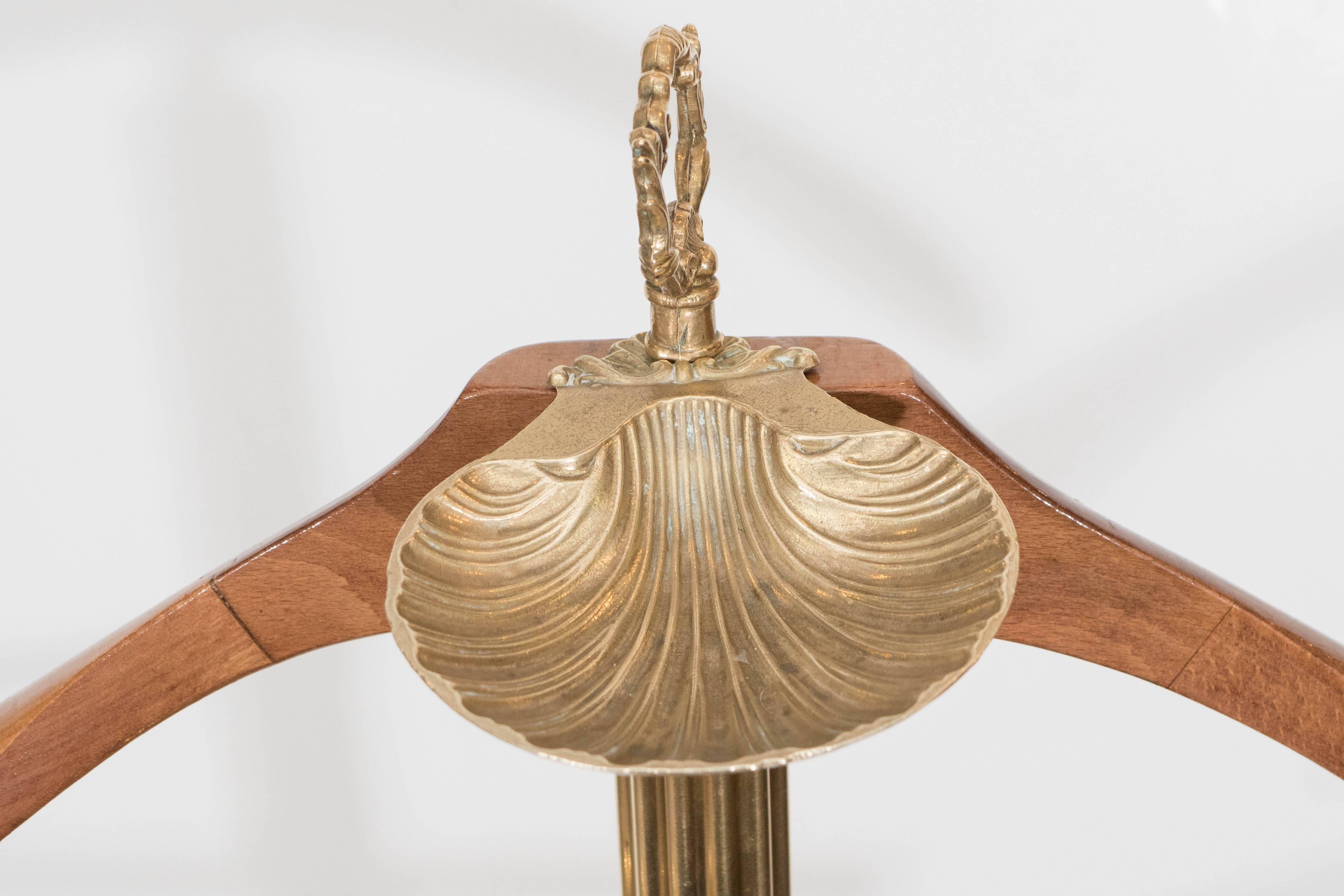 Mid-Century Modern Mid-Century Italian Gentlemen's Brass Valet with Lion's Head Trim