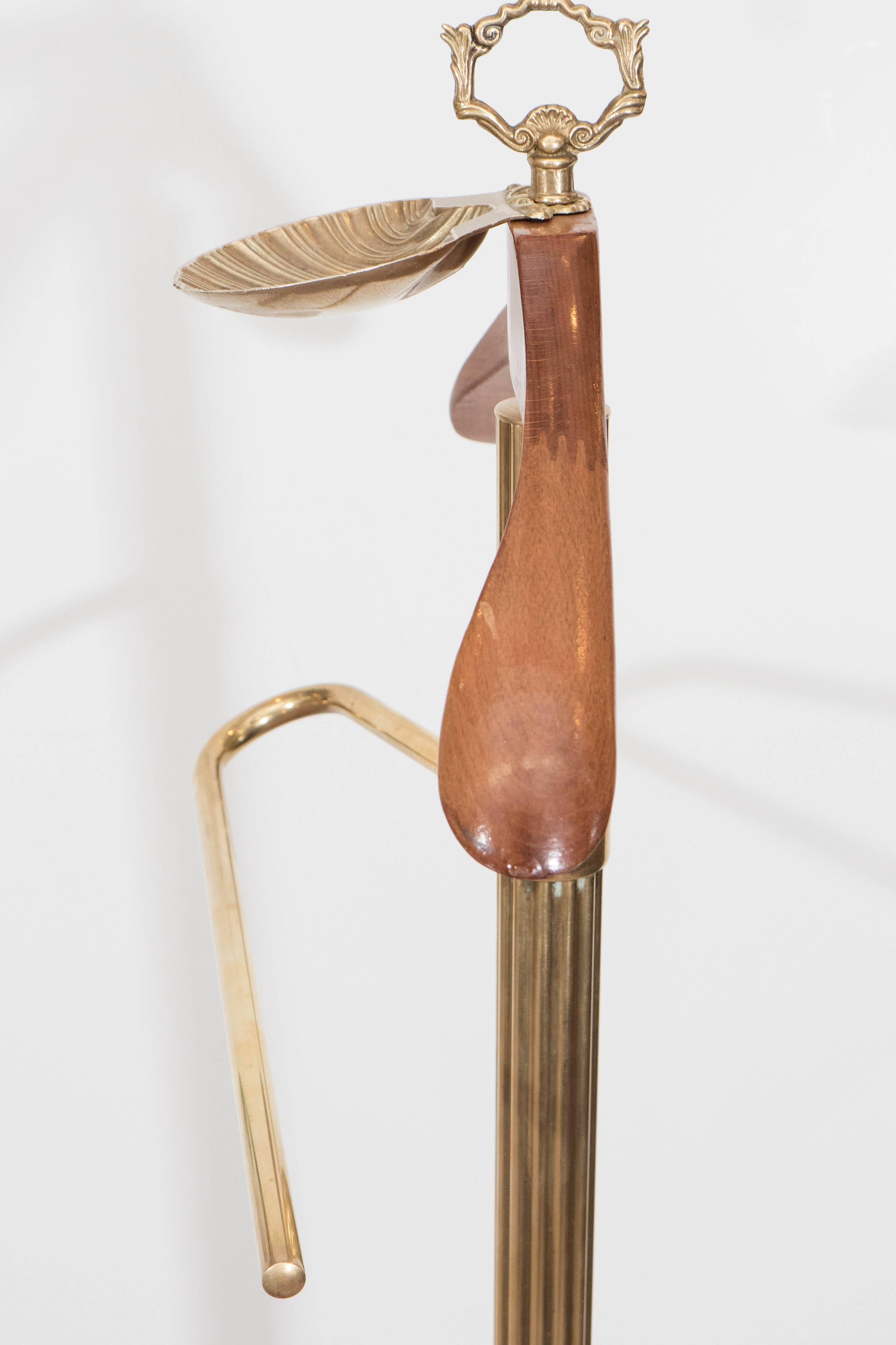 Mid-20th Century Mid-Century Italian Gentlemen's Brass Valet with Lion's Head Trim