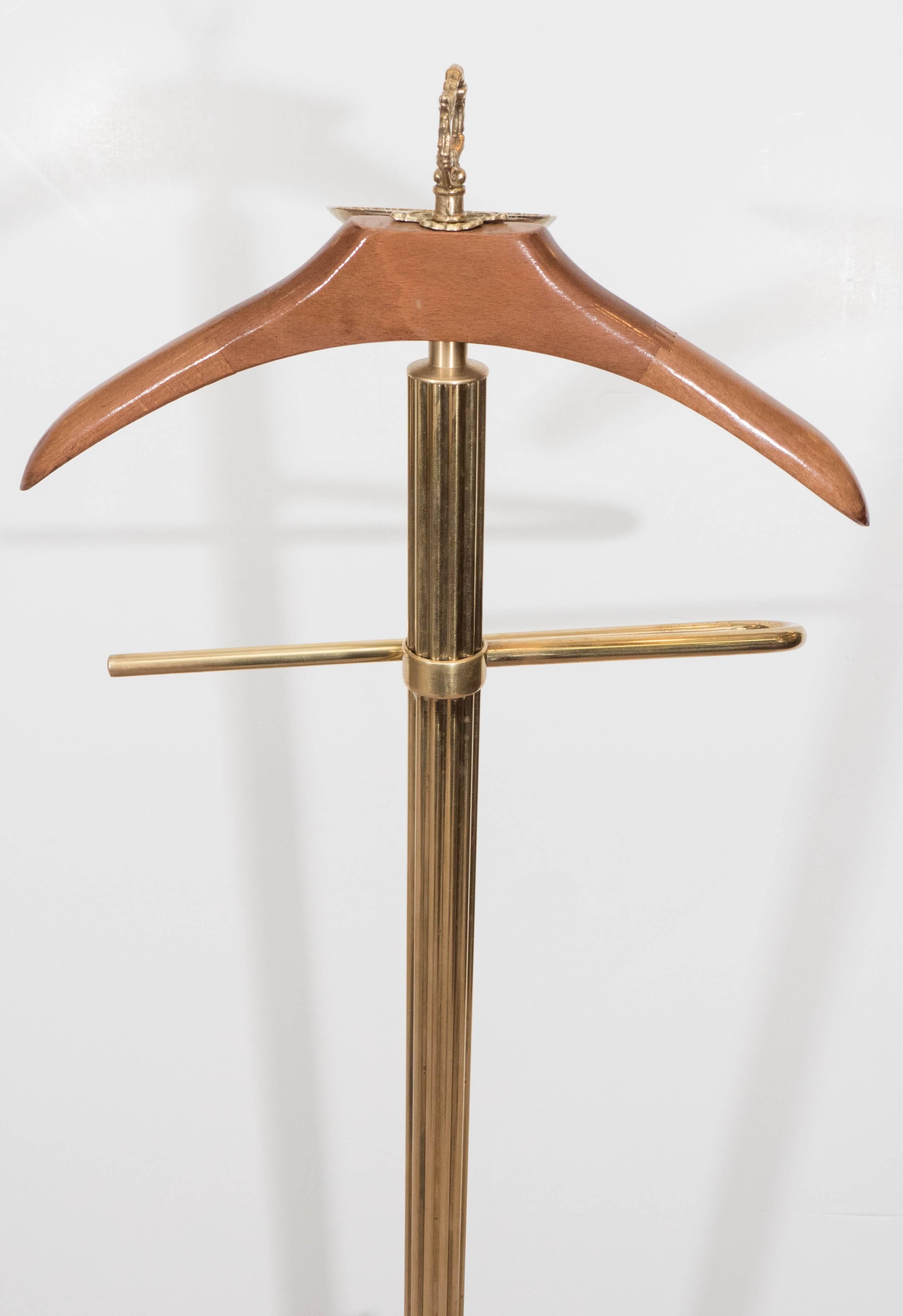 Mid-Century Italian Gentlemen's Brass Valet with Lion's Head Trim 1