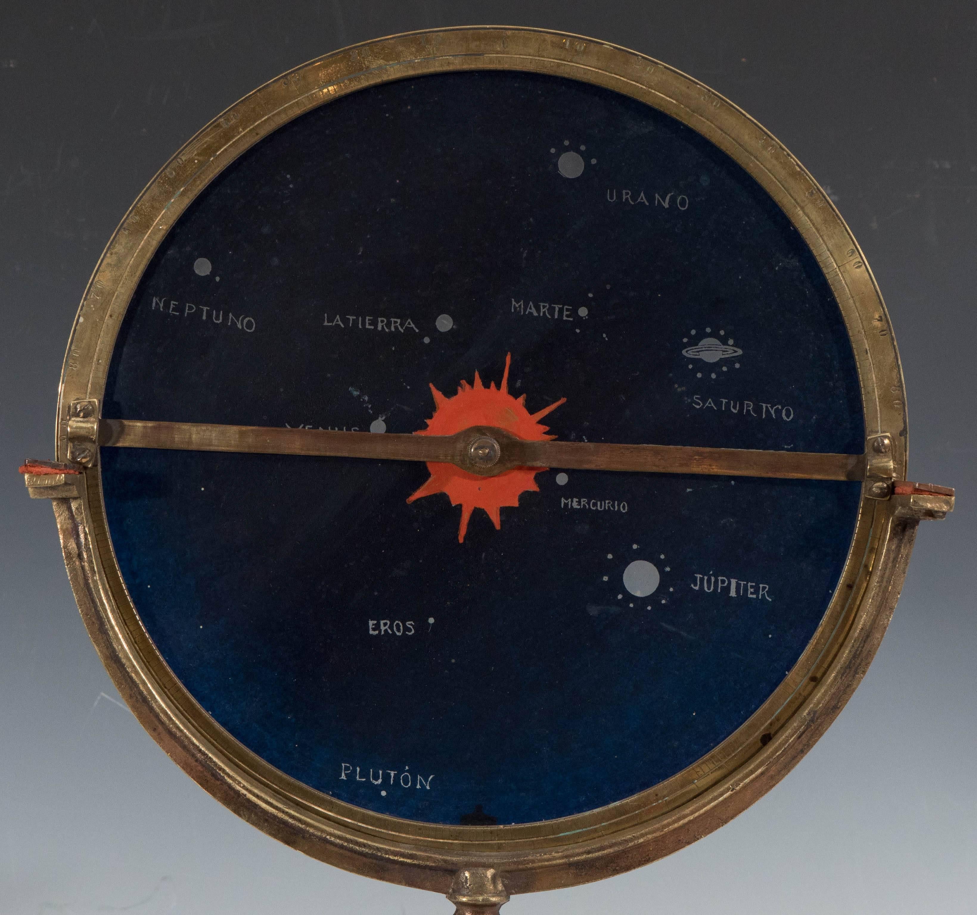 Spanish Hand-Painted Glass Astrolabe In Good Condition In Astoria, NY