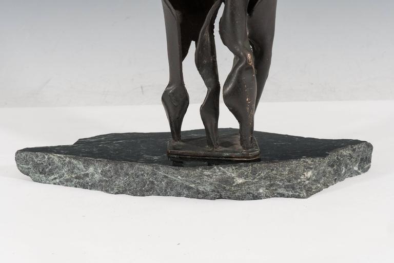 Brutalist Abstract Sculpture in Bronze on Marble Base at 1stDibs