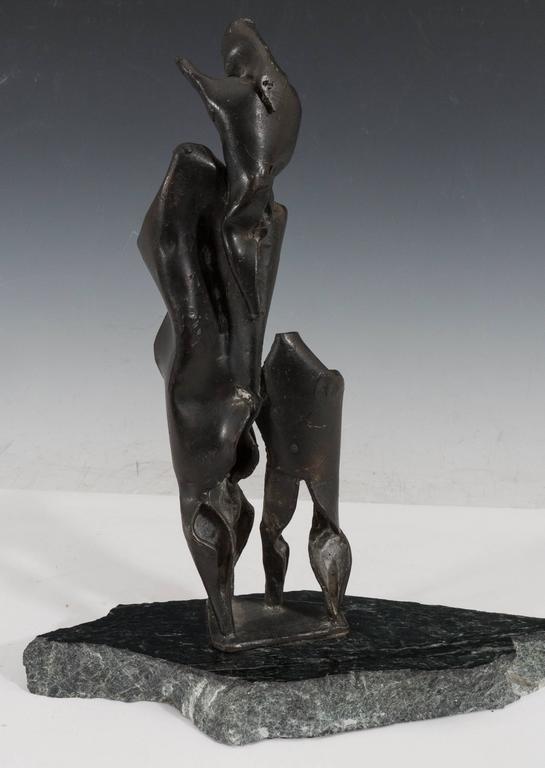 Brutalist Abstract Sculpture in Bronze on Marble Base at 1stDibs