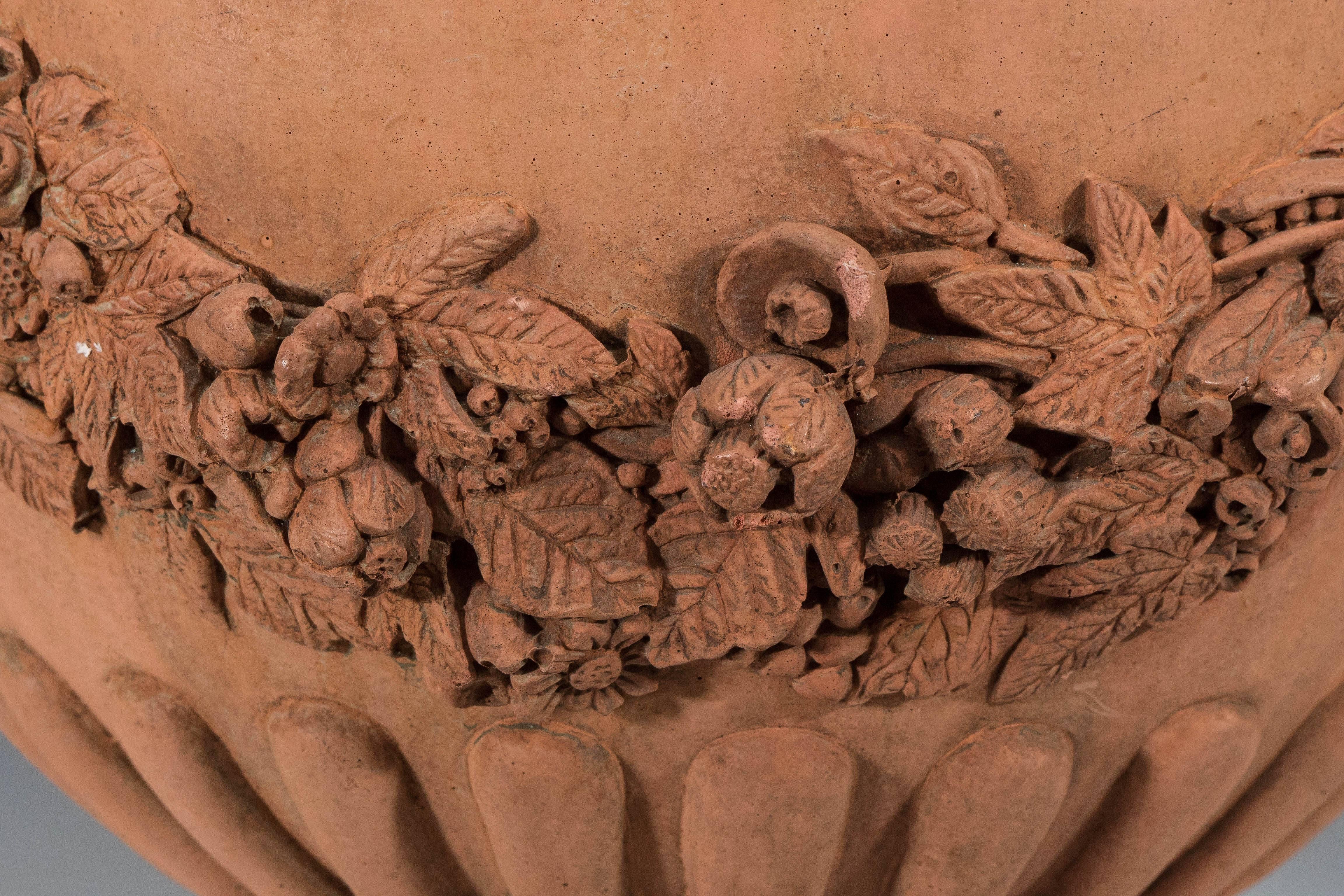 20th Century Pair of Italian Neoclassical Style Terracotta Planters