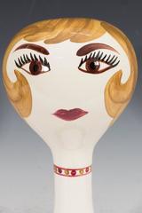 Paire de supports à chapeau et à perruque en céramique de Stangl