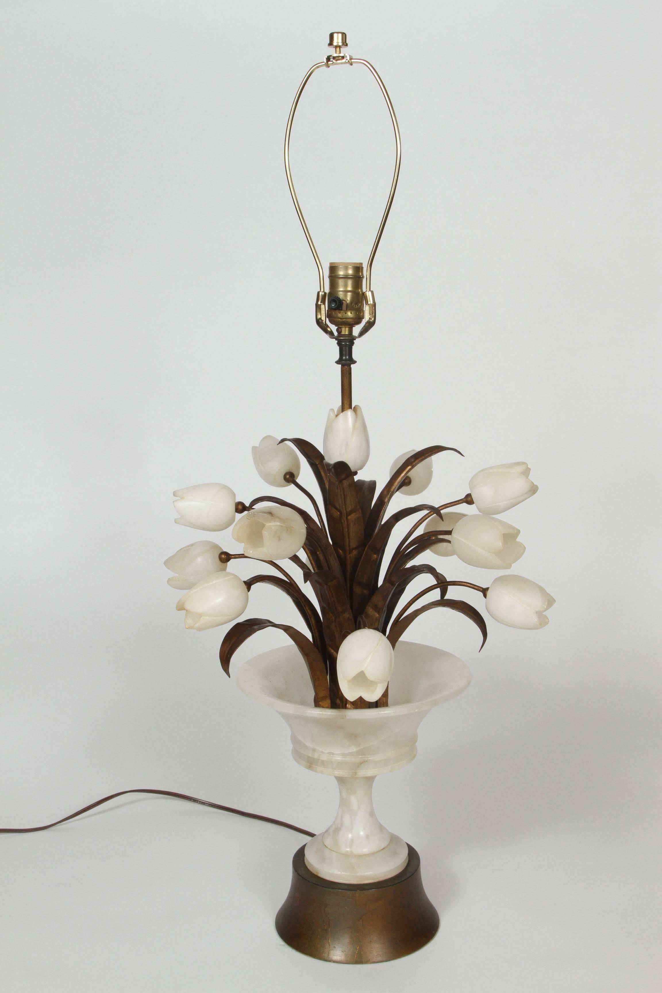 Vintage Alabaster Lamp of Vase with Tulips at 1stDibs | vintage tulip ...