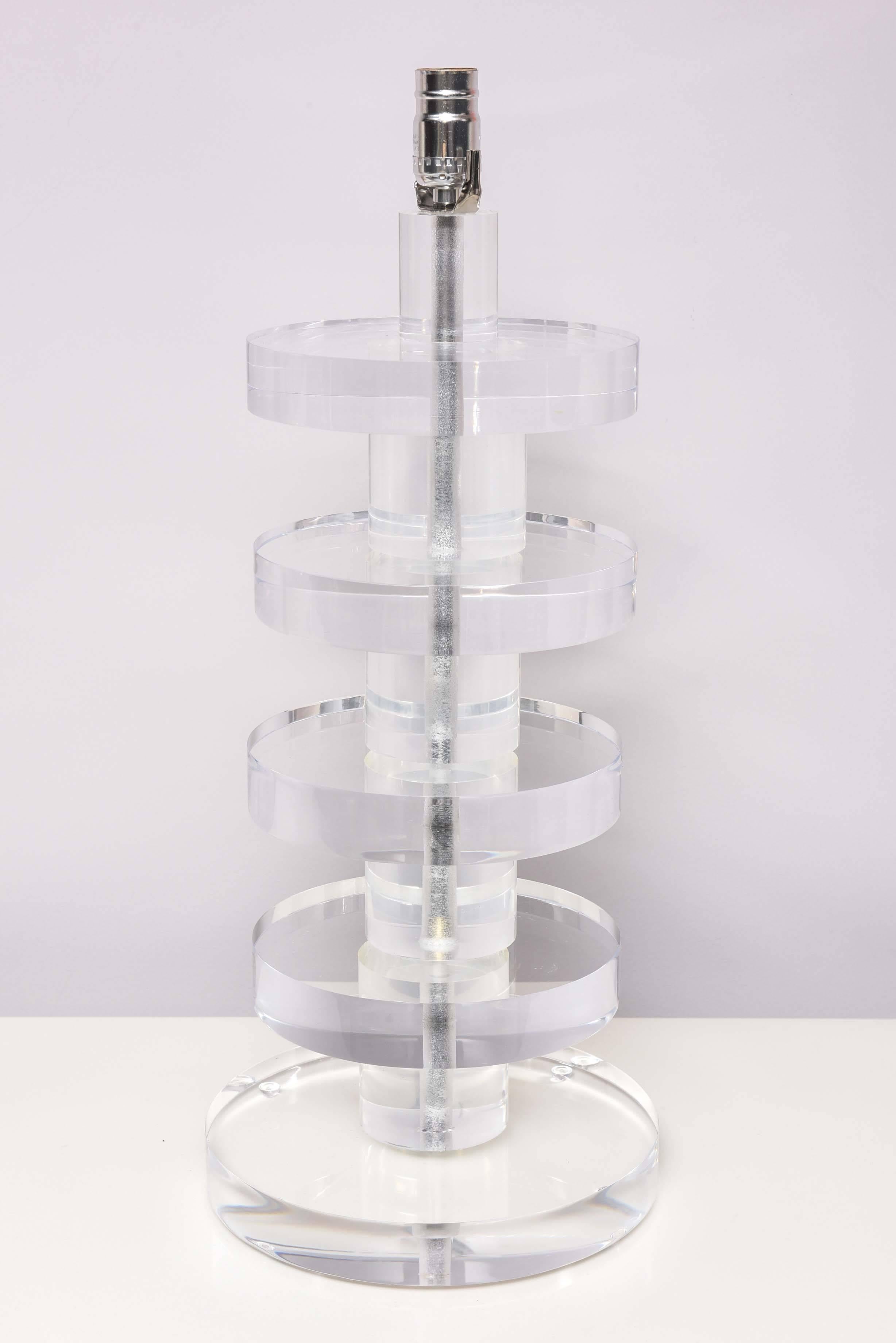 SALE! SALE!SALE! Karl Springer Style, Huge Lucite Lamps, Vintage, Chunky Lucite In Excellent Condition For Sale In Miami, Miami Design District, FL