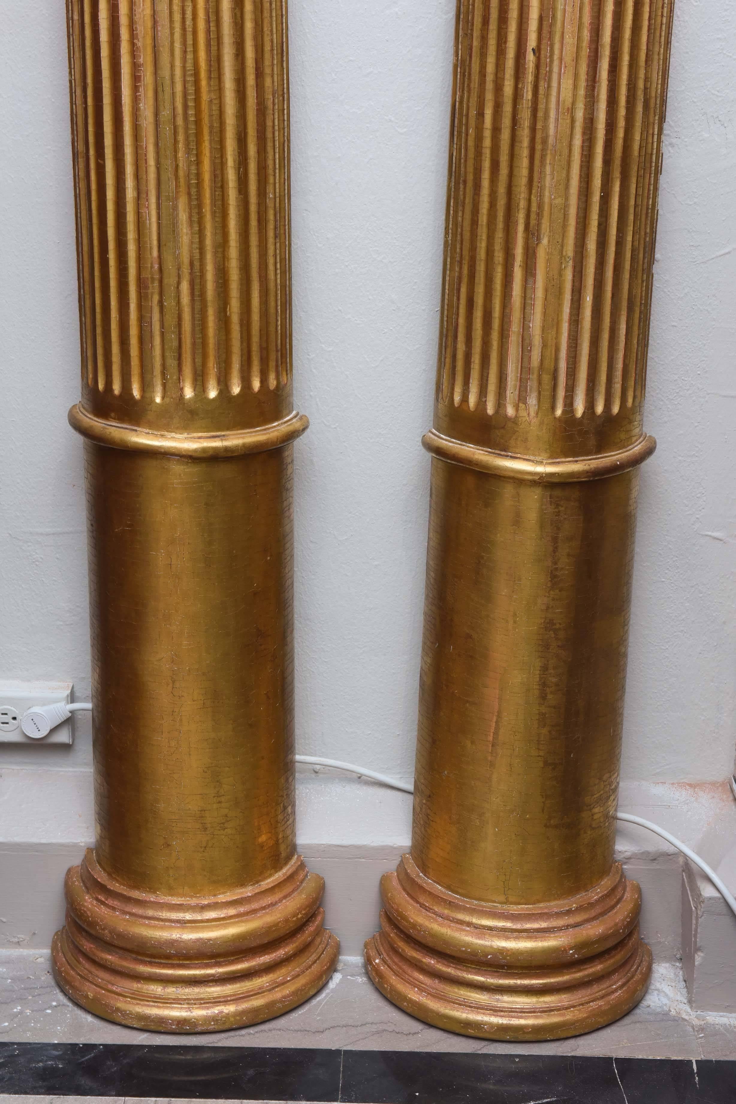 Gilt Important Pair of Monumental Russian Empire Urns with Columns