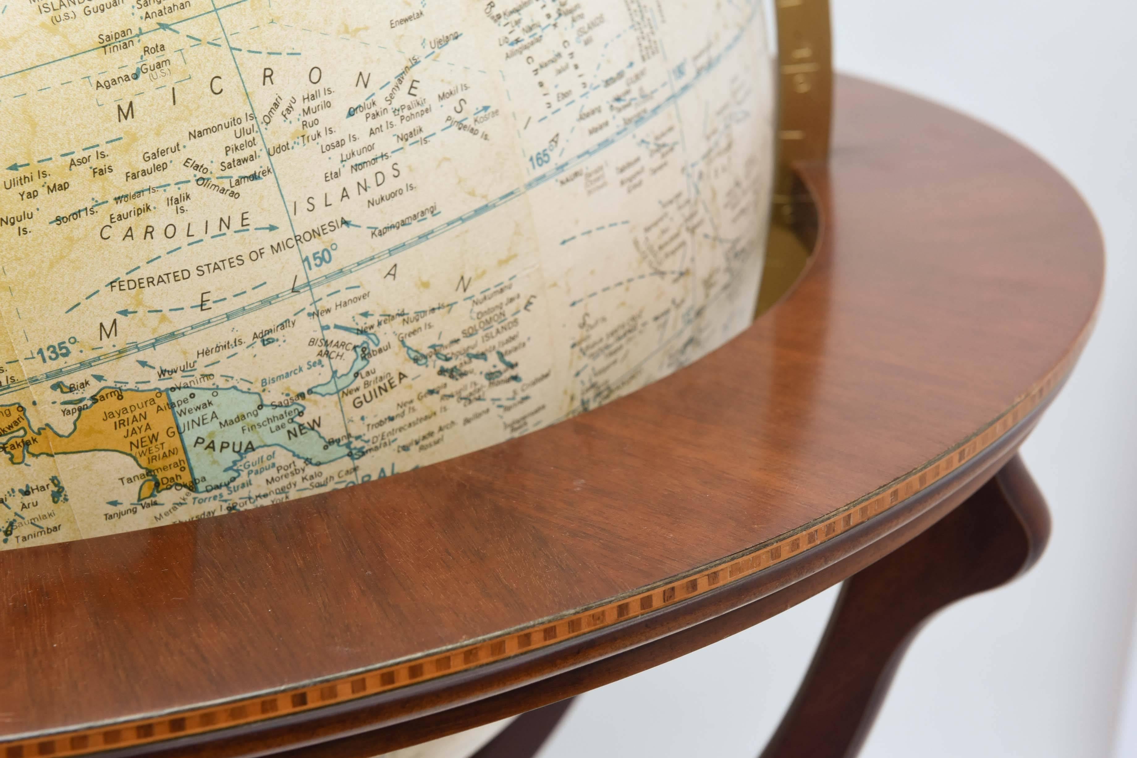 Handmade Globe on Stand Signed Trosby Furniture of Sussex England In Good Condition In West Palm Beach, FL