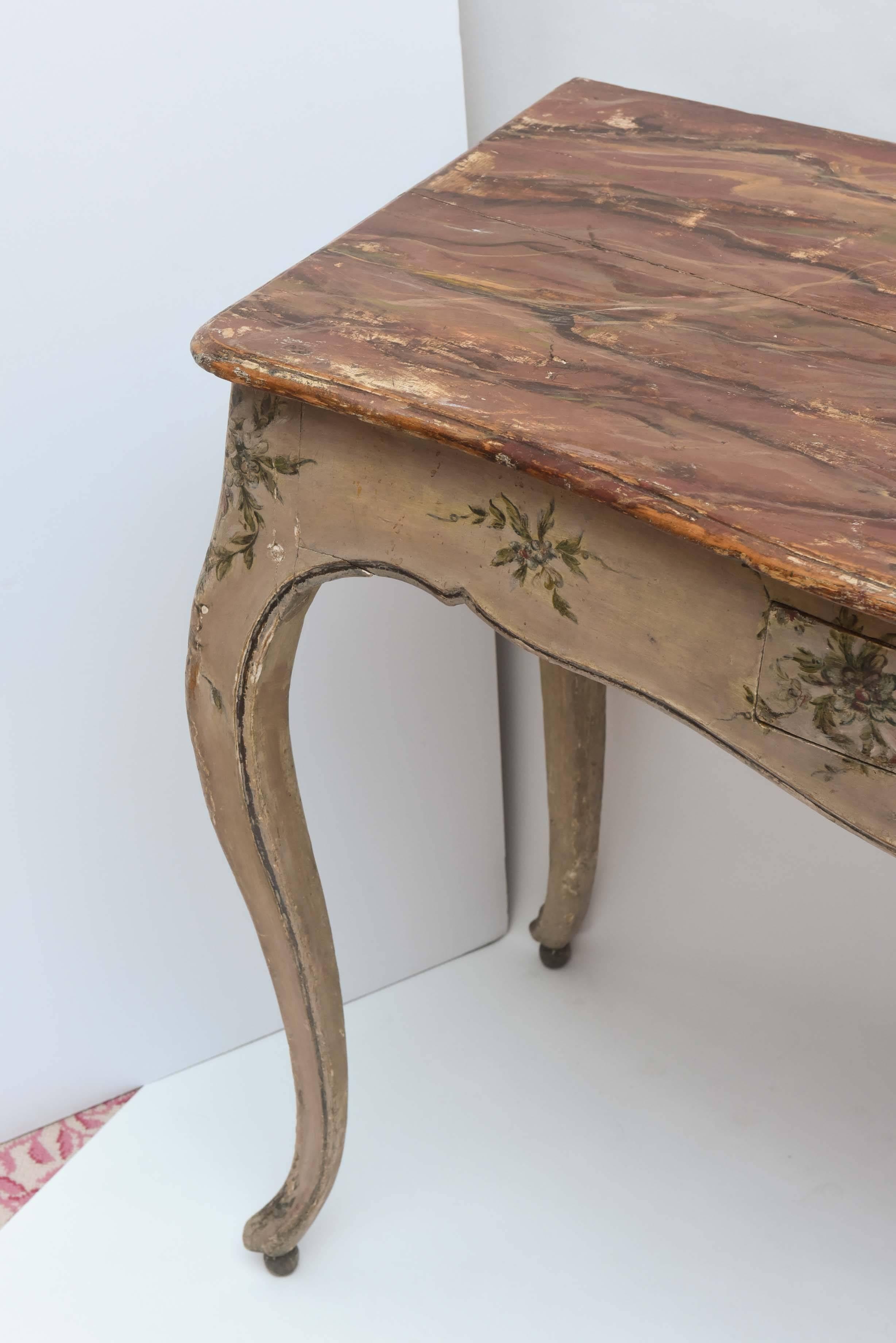 Hand-Painted 19th Century Italian Painted Writing Table