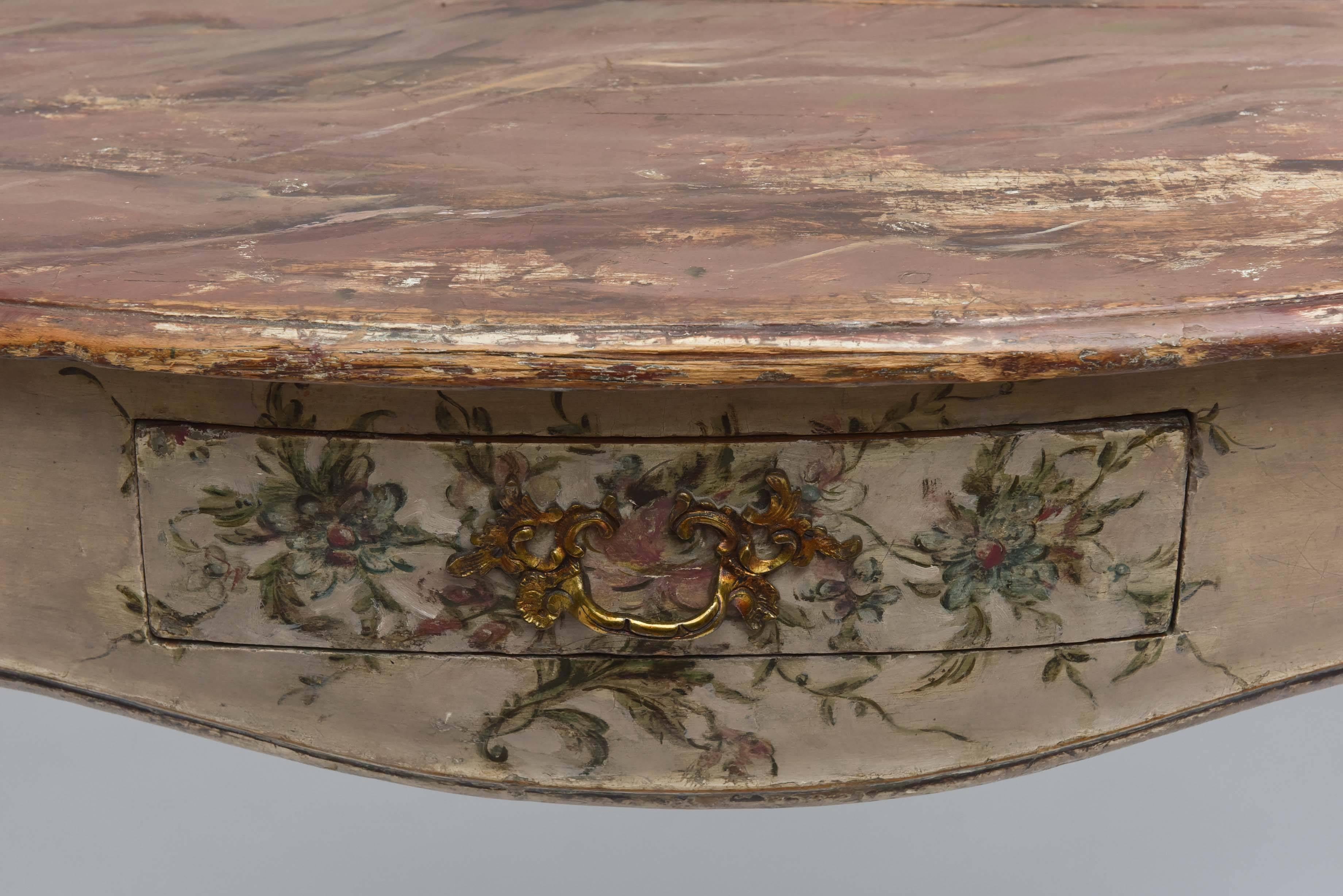 19th Century Italian Painted Writing Table In Good Condition In West Palm Beach, FL