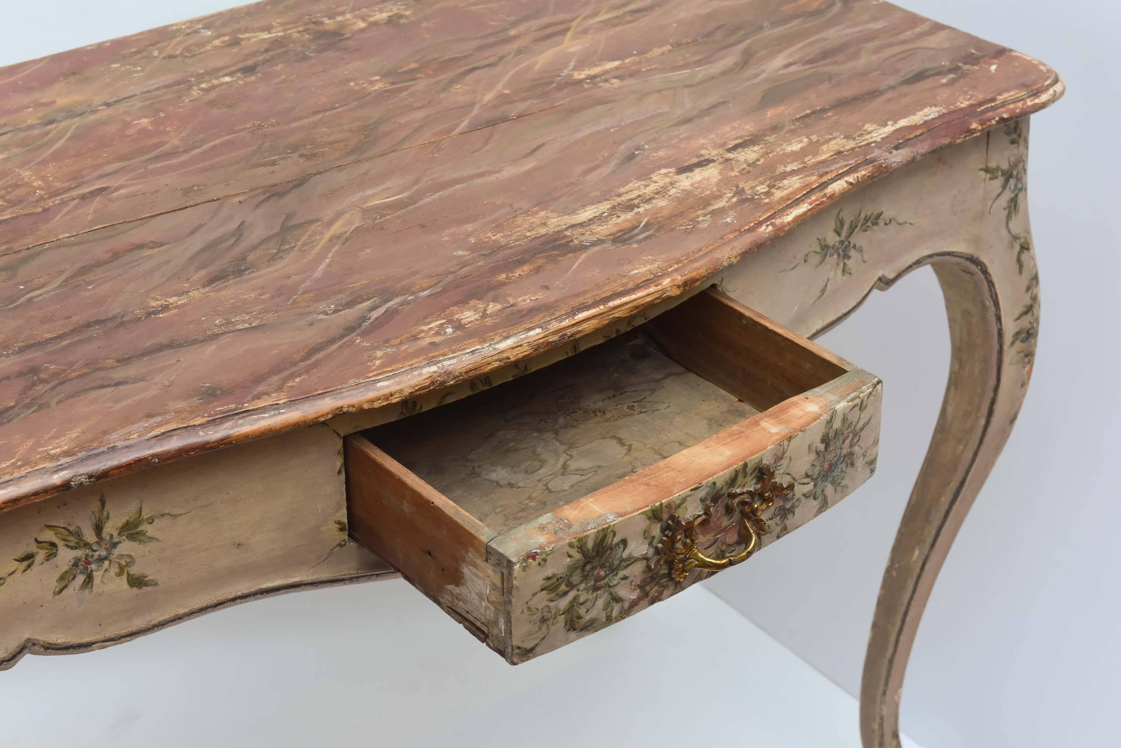 Wood 19th Century Italian Painted Writing Table