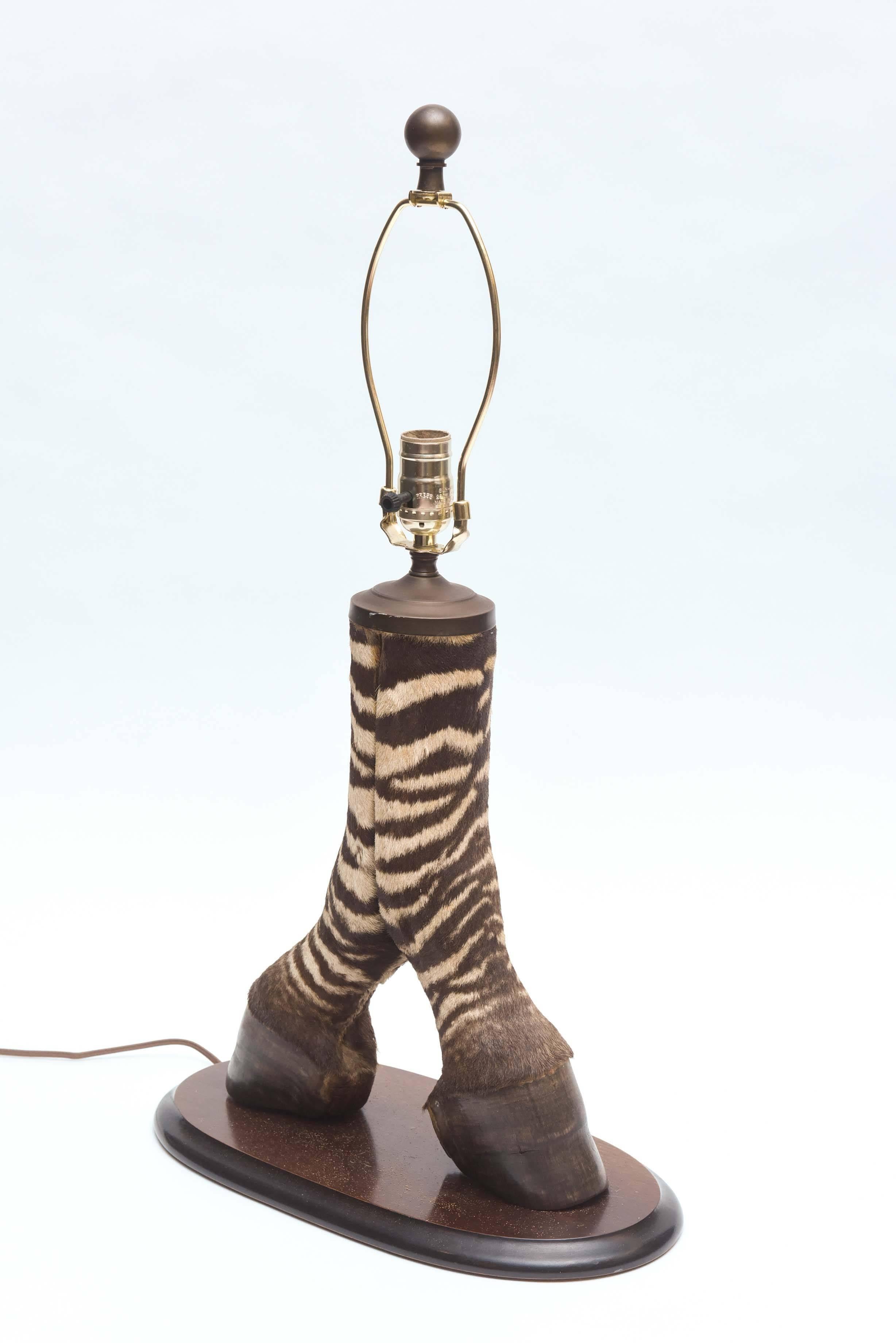 Unusual Safari trophy double hoof lamp from old colonial British East Africa.