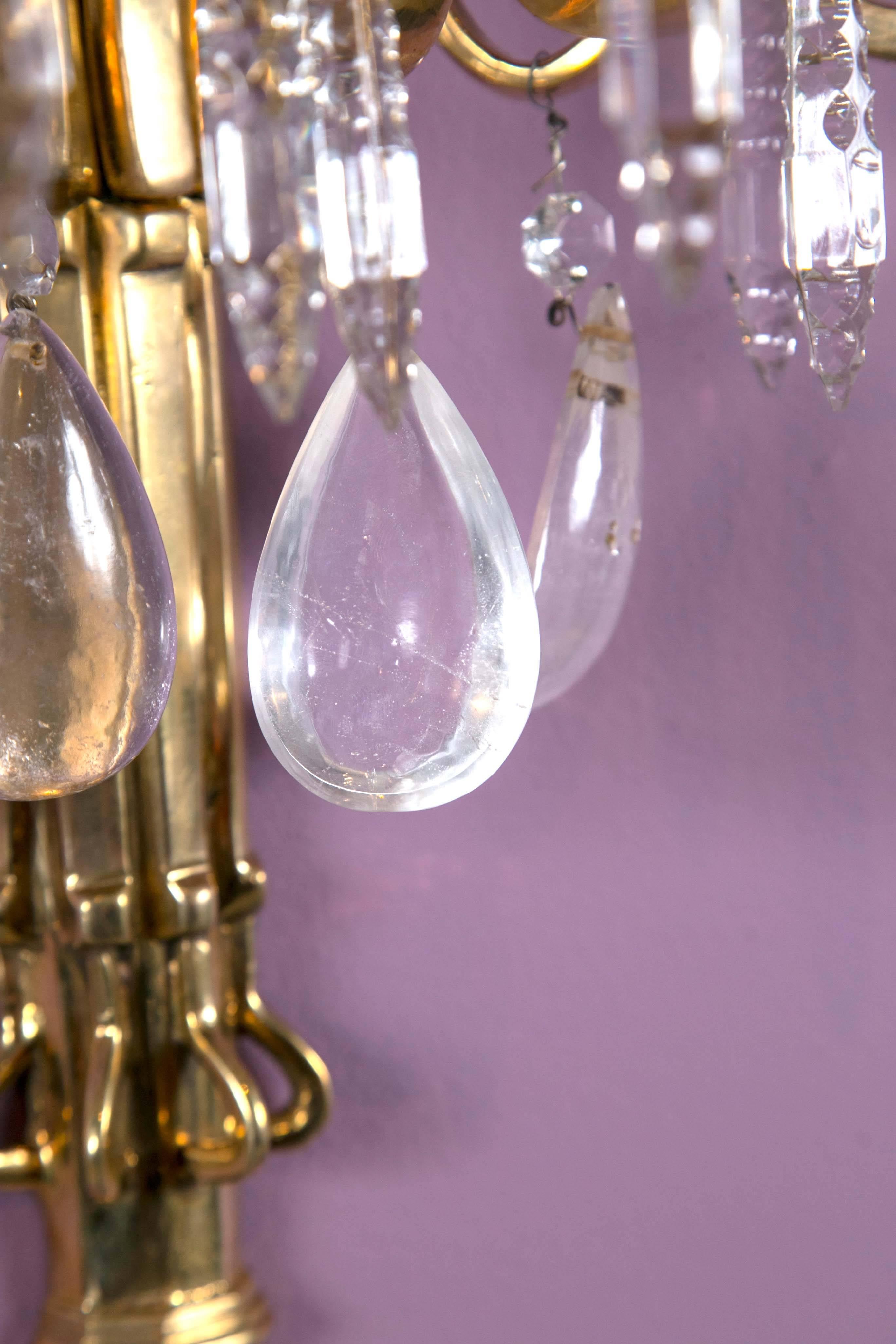 American Caldwell Sconces with Rock Crystal For Sale