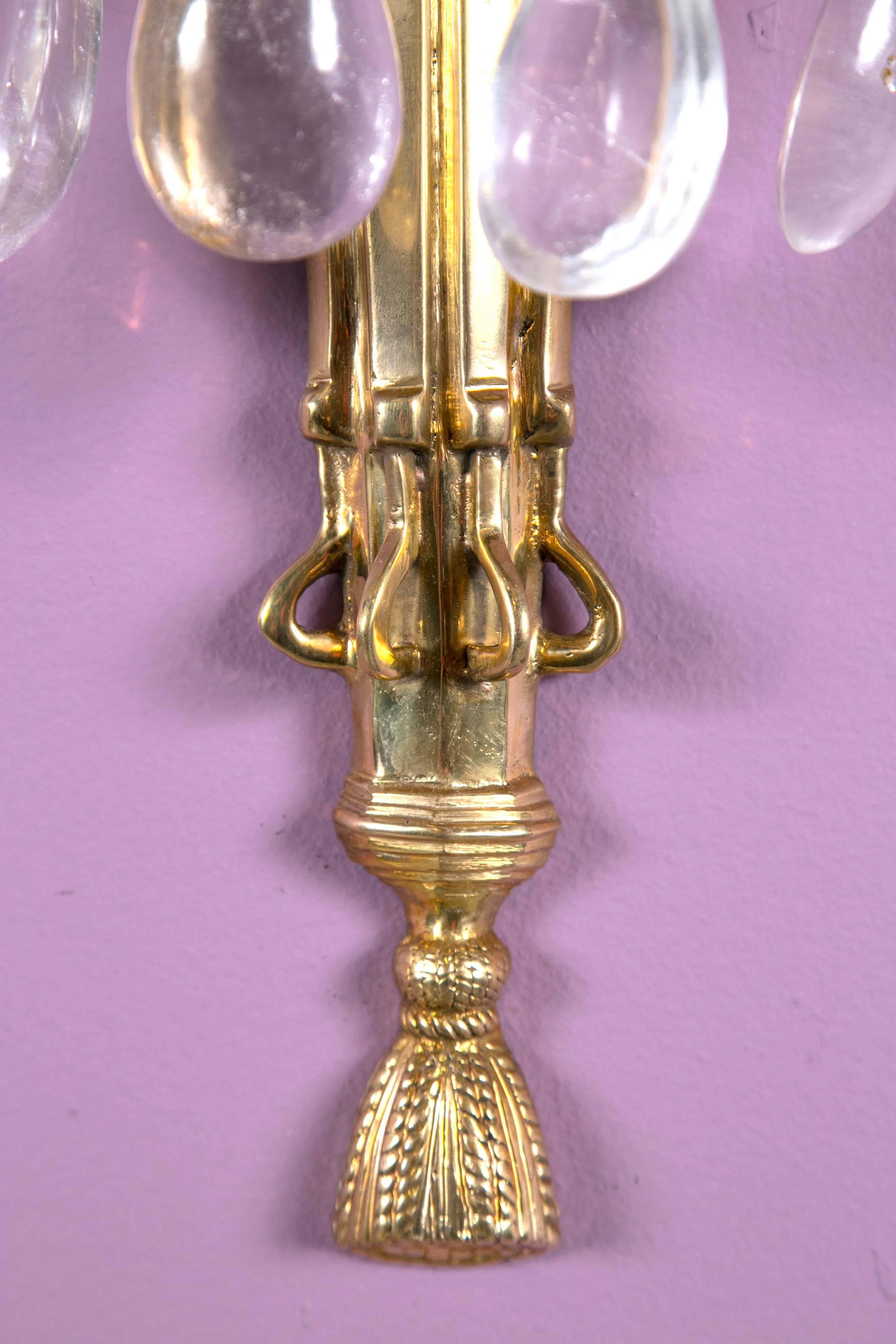 Caldwell Sconces with Rock Crystal In Excellent Condition For Sale In Stamford, CT