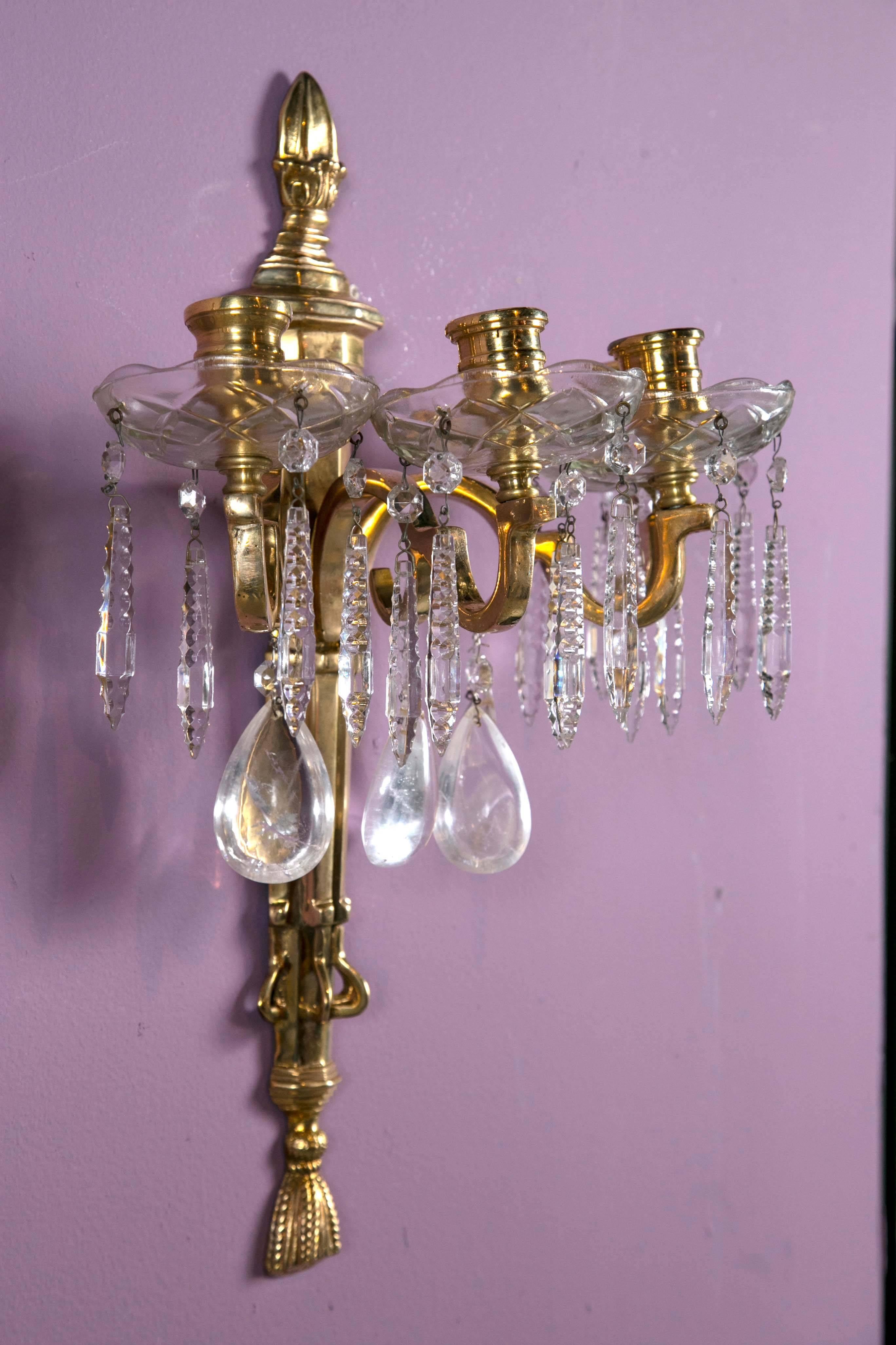 Caldwell Sconces with Rock Crystal For Sale 1