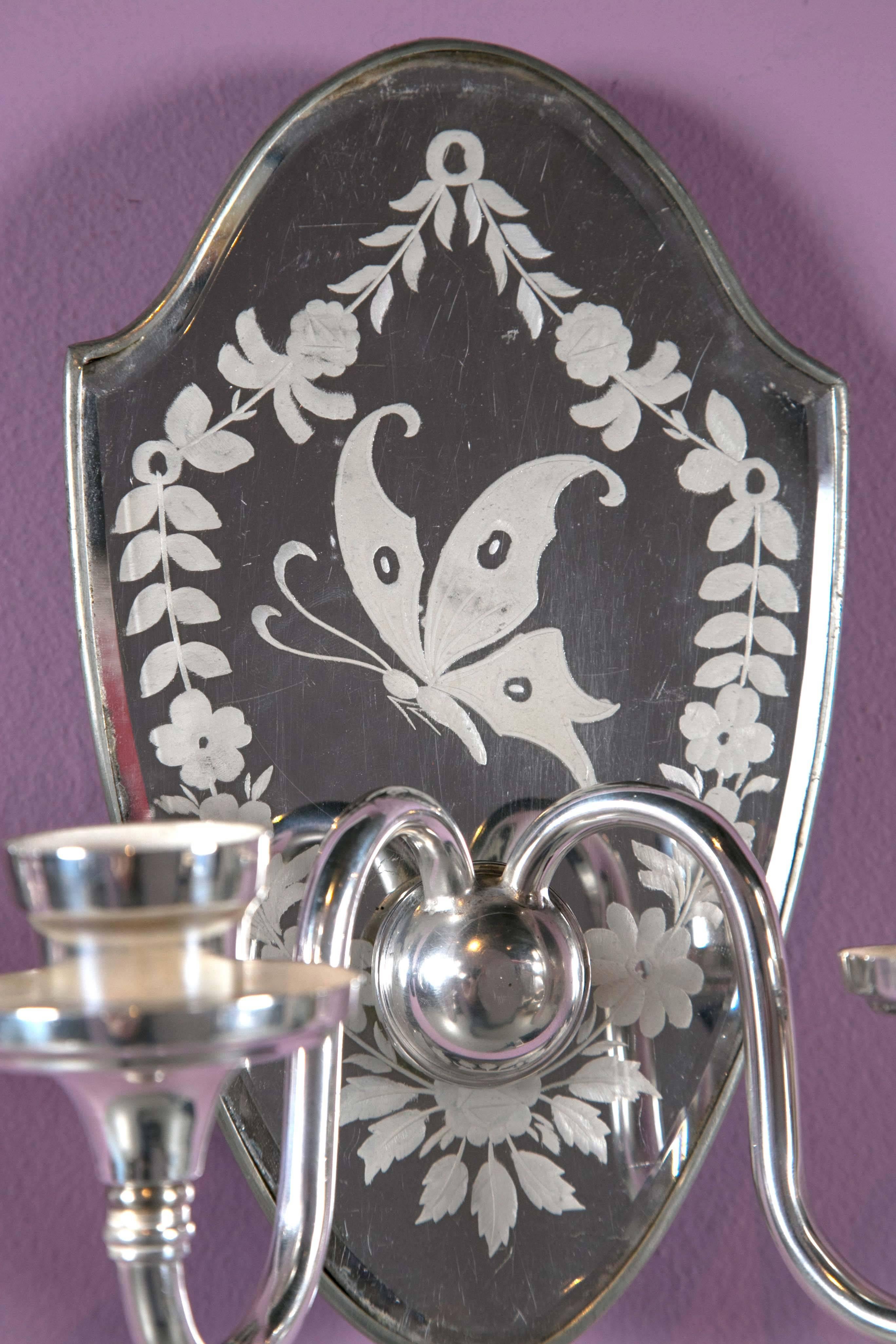 Silver Plate Caldwell Sconces In Excellent Condition In Stamford, CT