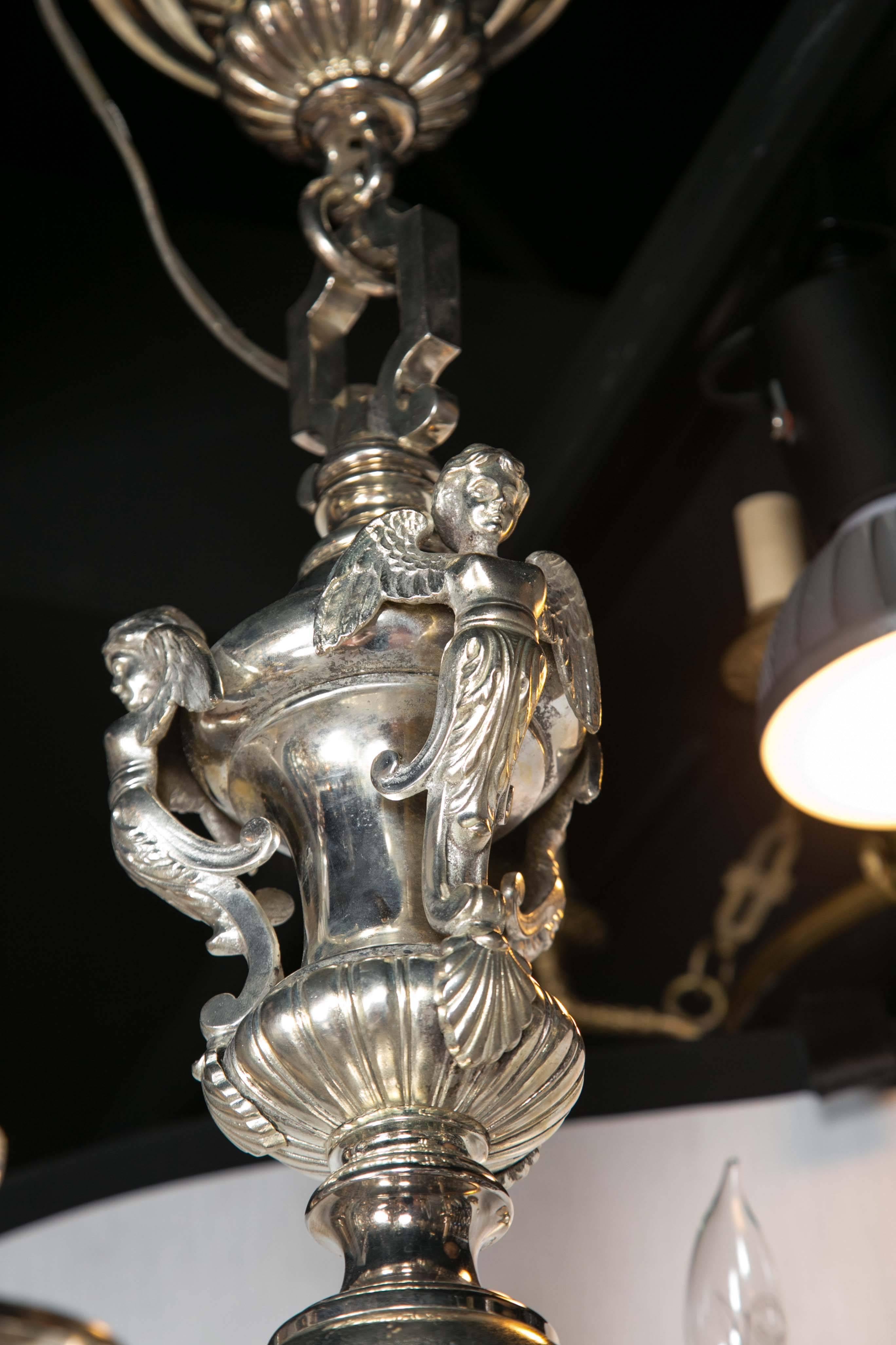 Early 20th Century Silver Plated Caldwell Twelve-Light Chandelier For Sale