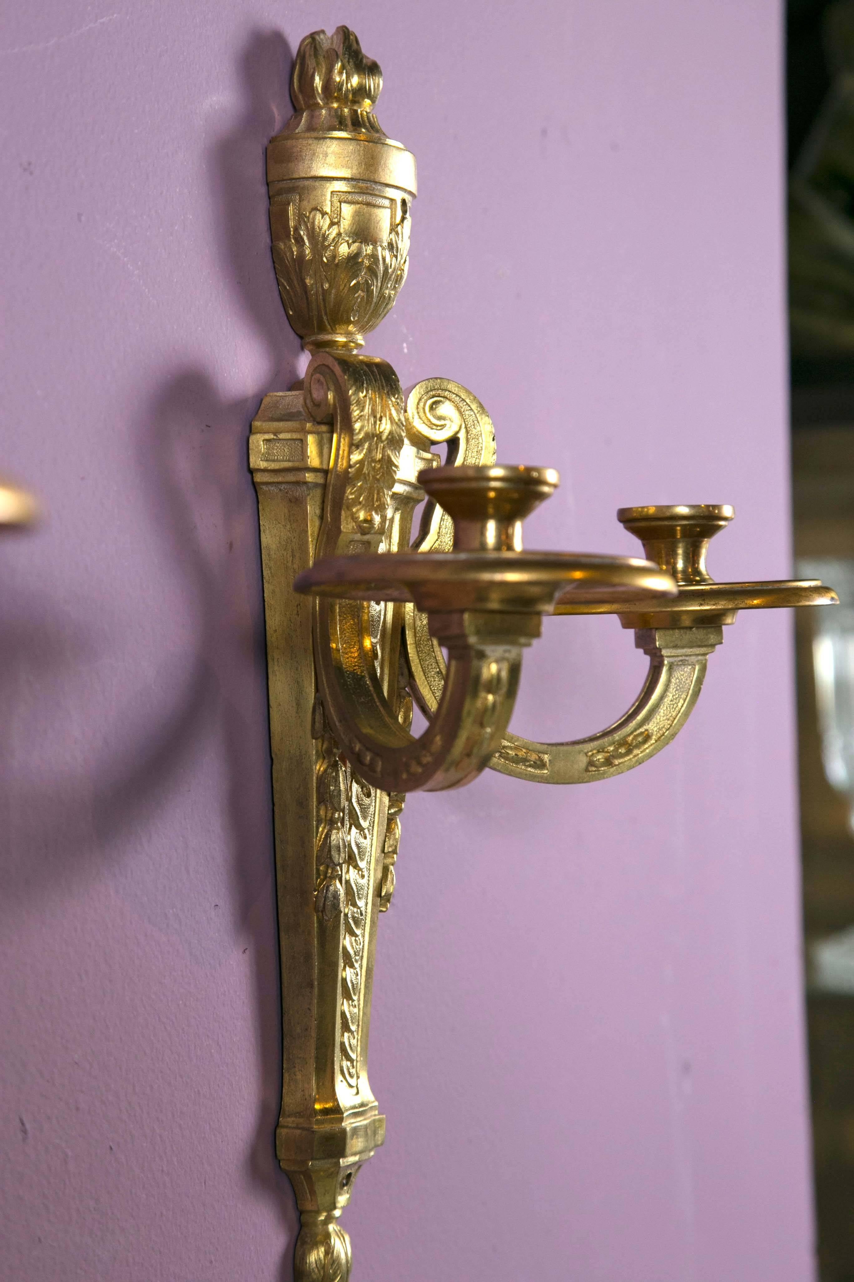 American Gilt Bronze Caldwell Sconces For Sale