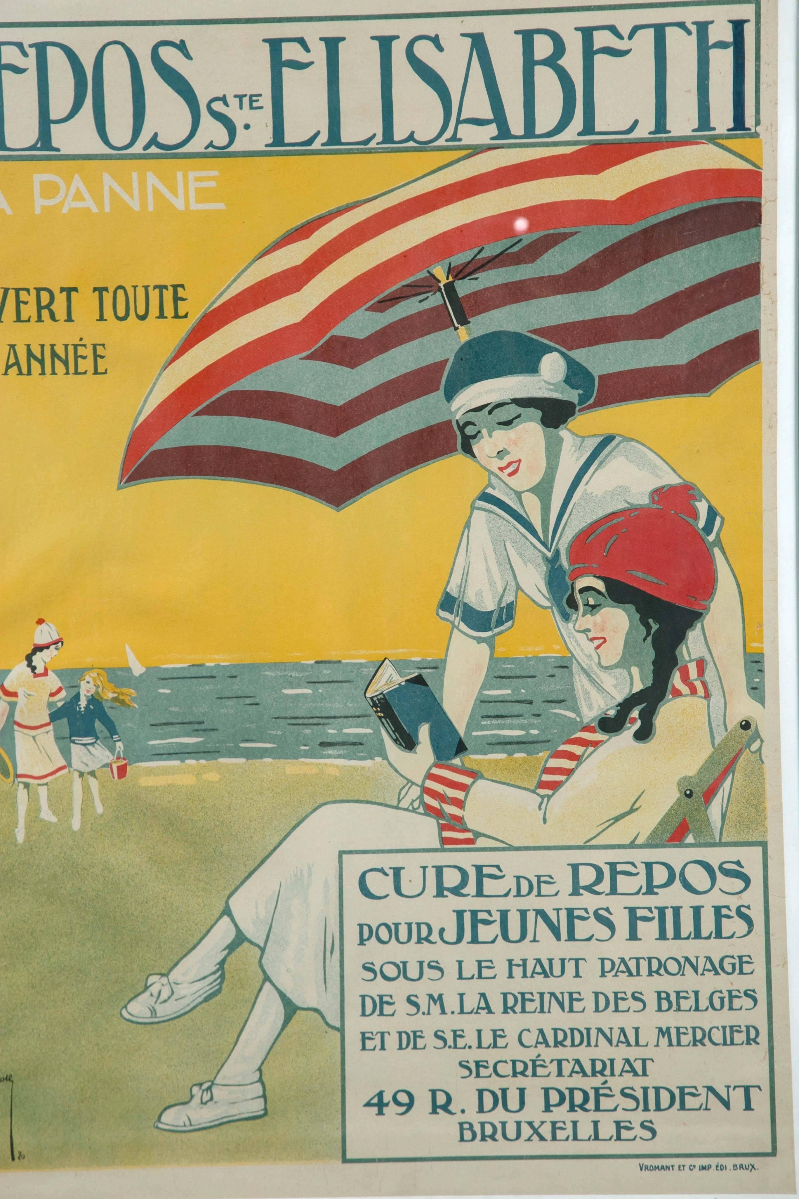 Vintage French poster custom framed.