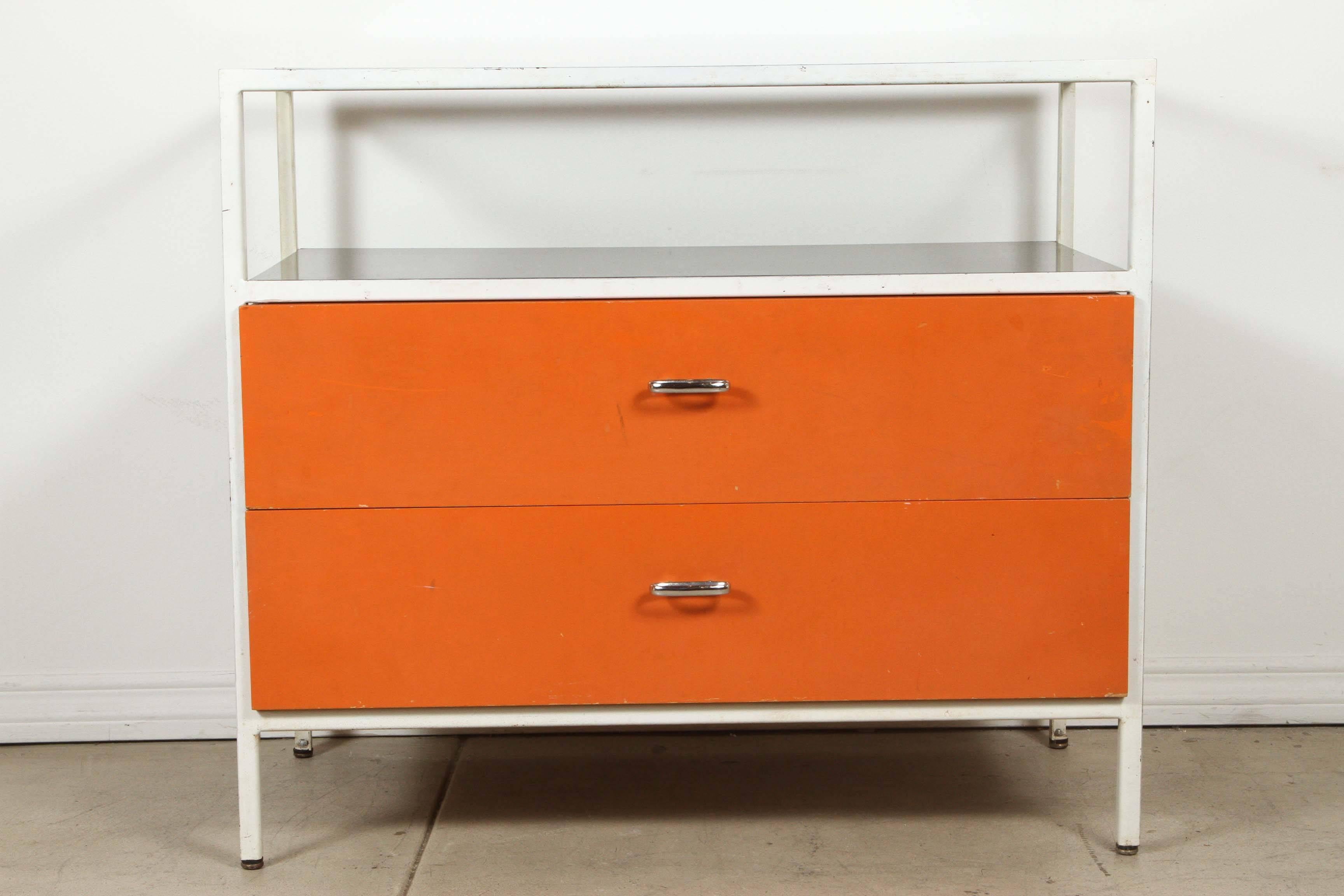 Mid-Century Modern George Nelson for Herman Miller Steel Frame Chest of Drawers with Glass Top