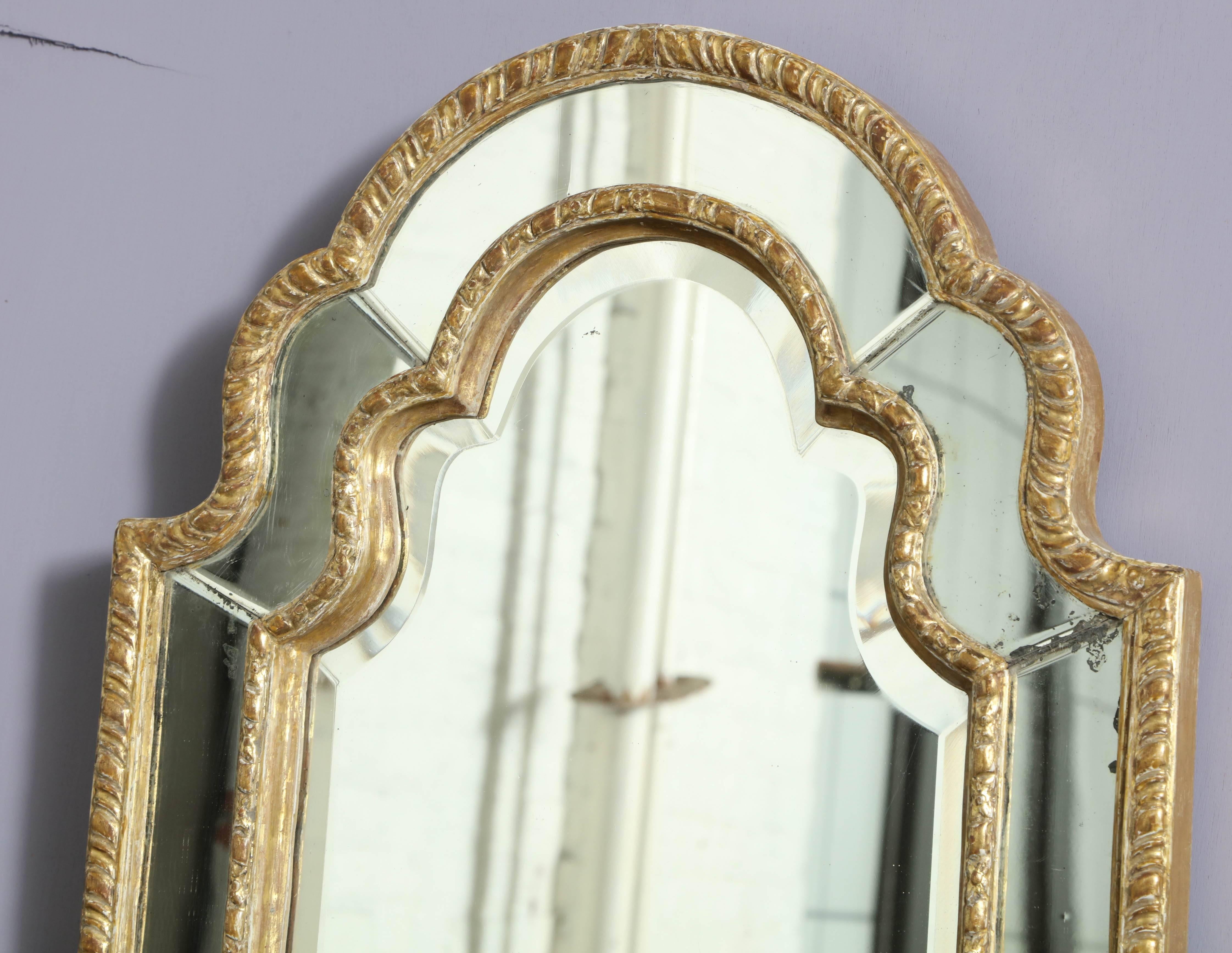 Queen Anne Arched Giltwood Border Glass Mirror 2