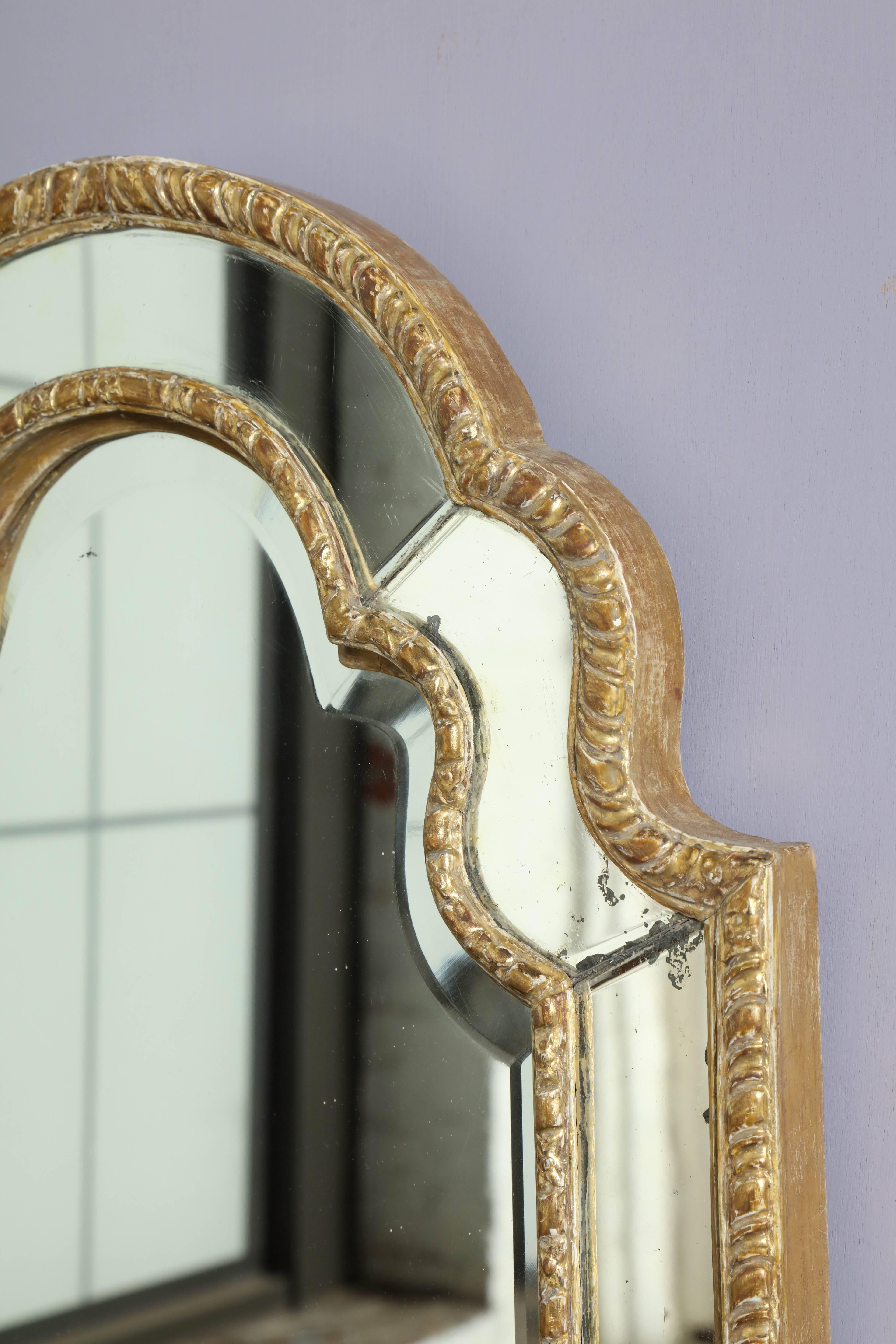 Queen Anne Arched Giltwood Border Glass Mirror 3