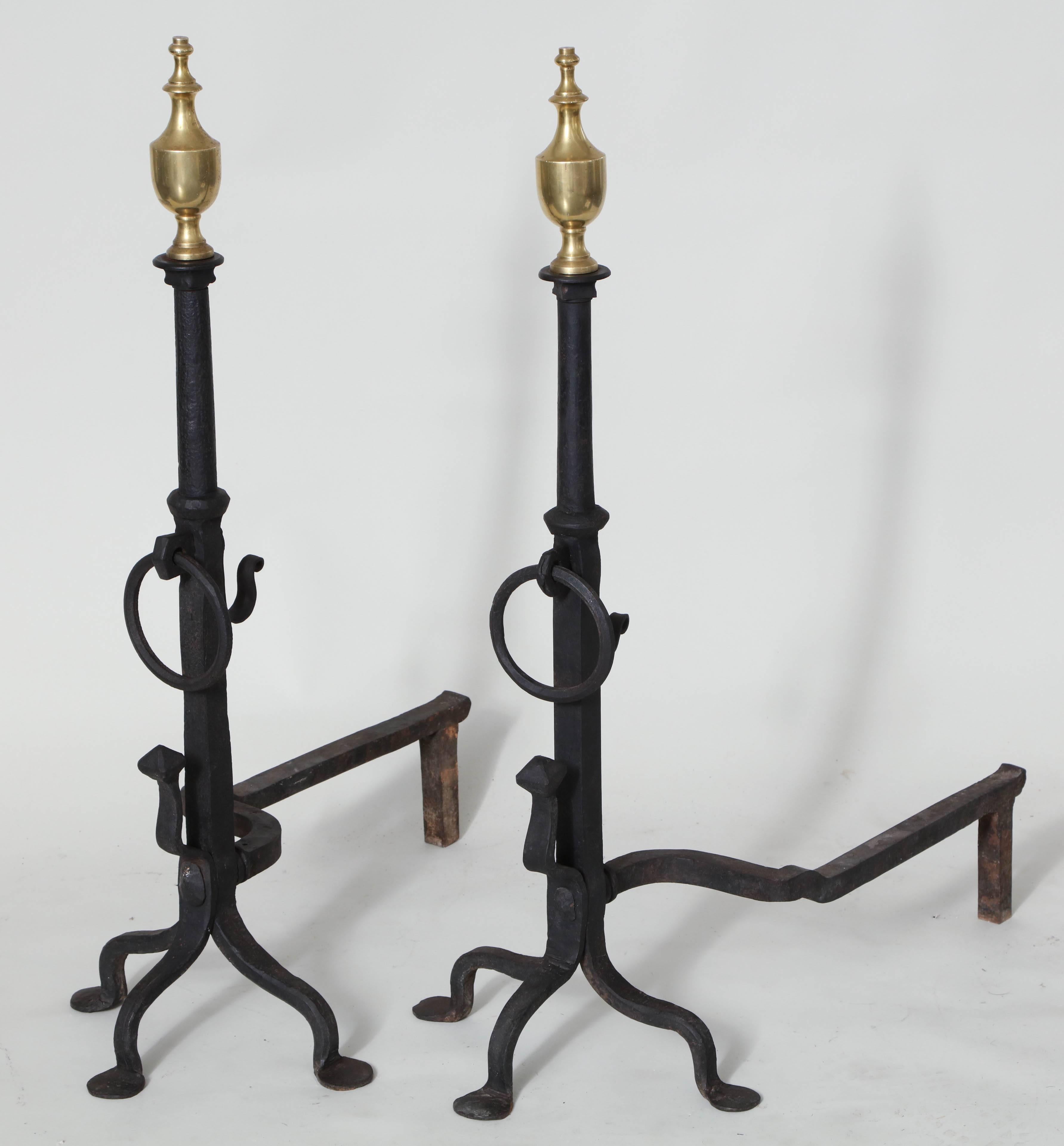 Large Pair of Federal Style Andirons In Excellent Condition In Greenwich, CT
