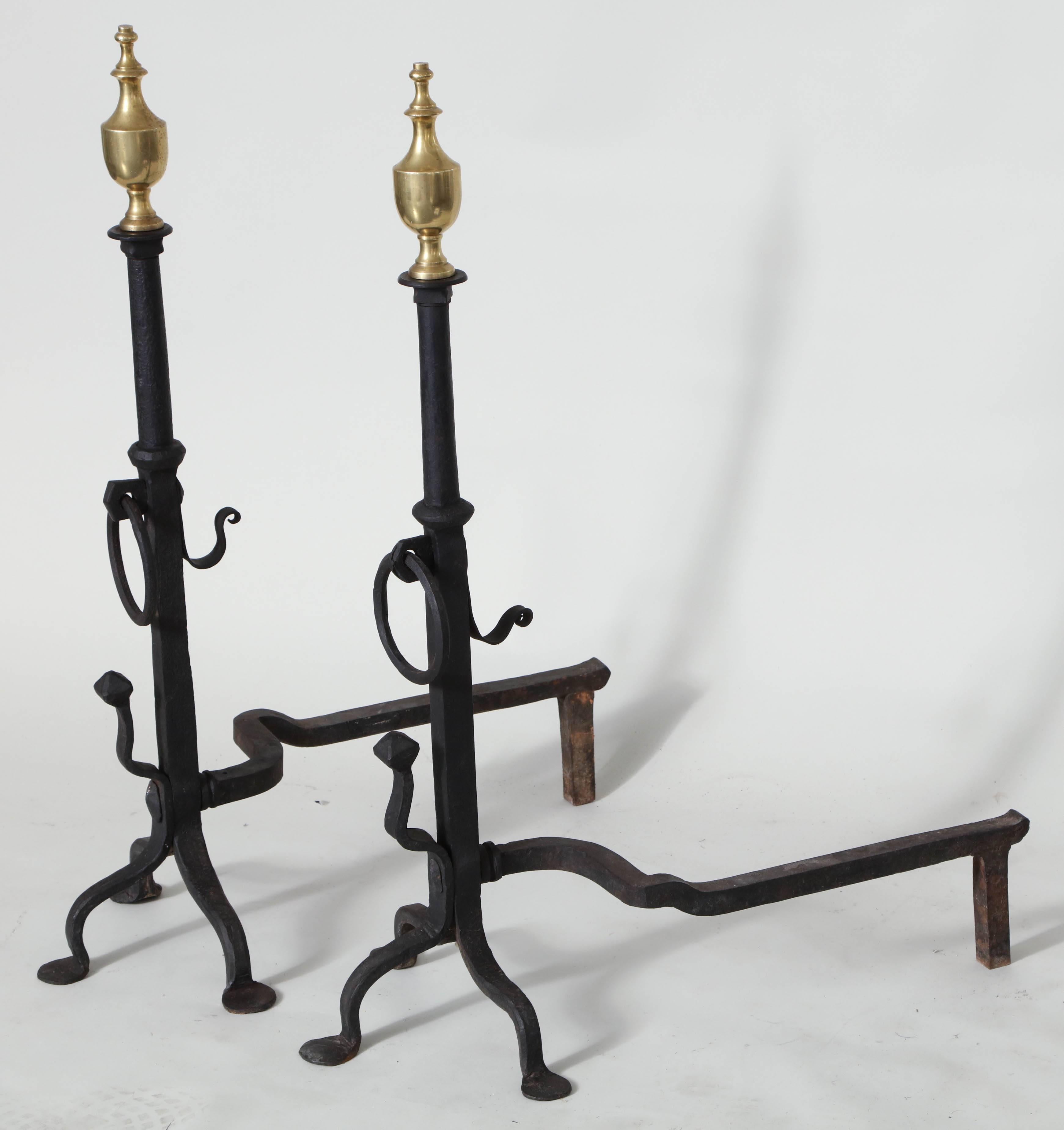Early 20th Century Large Pair of Federal Style Andirons
