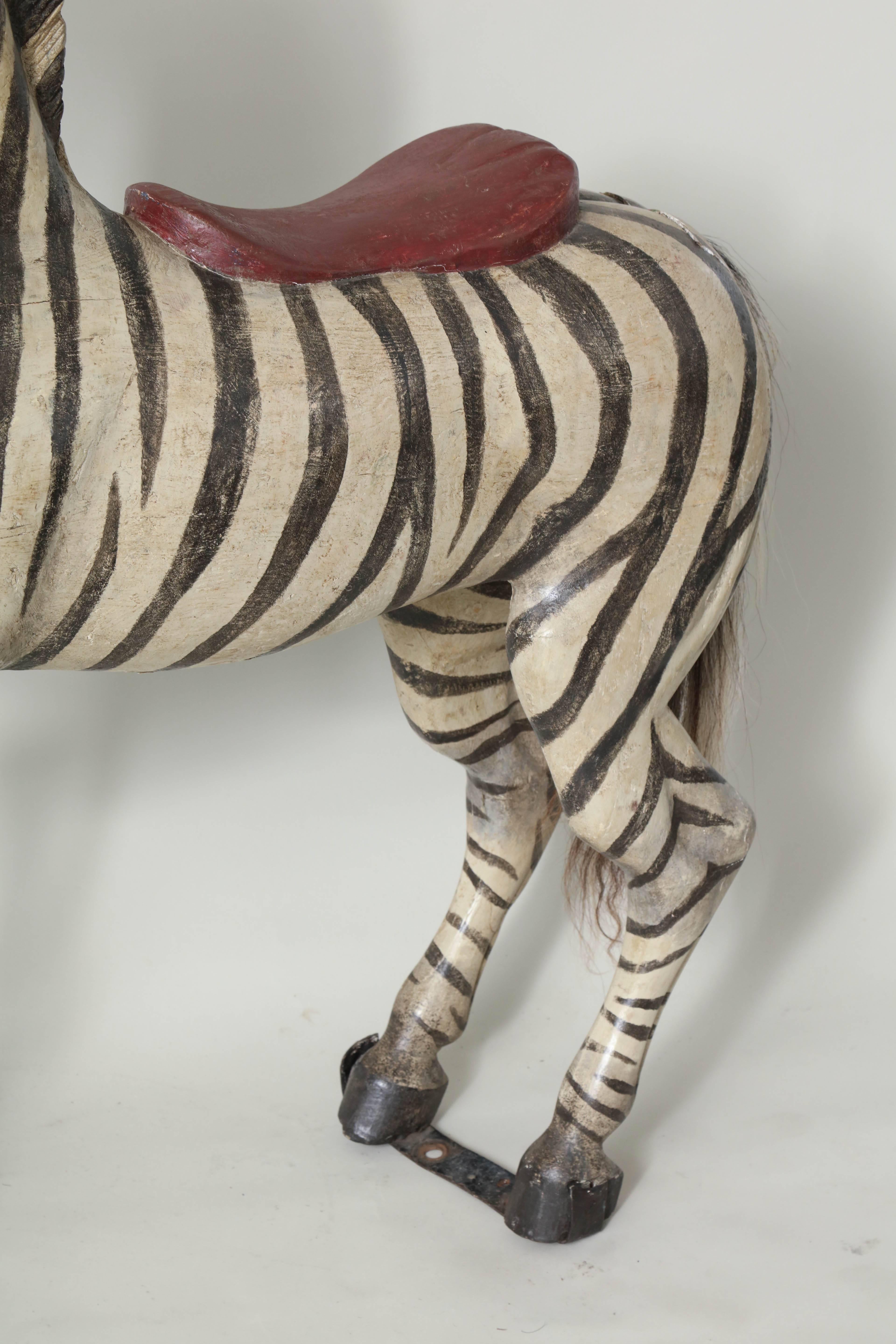 Folk Art Exceptional Exotic Carousel Zebra by Karl Muller For Sale