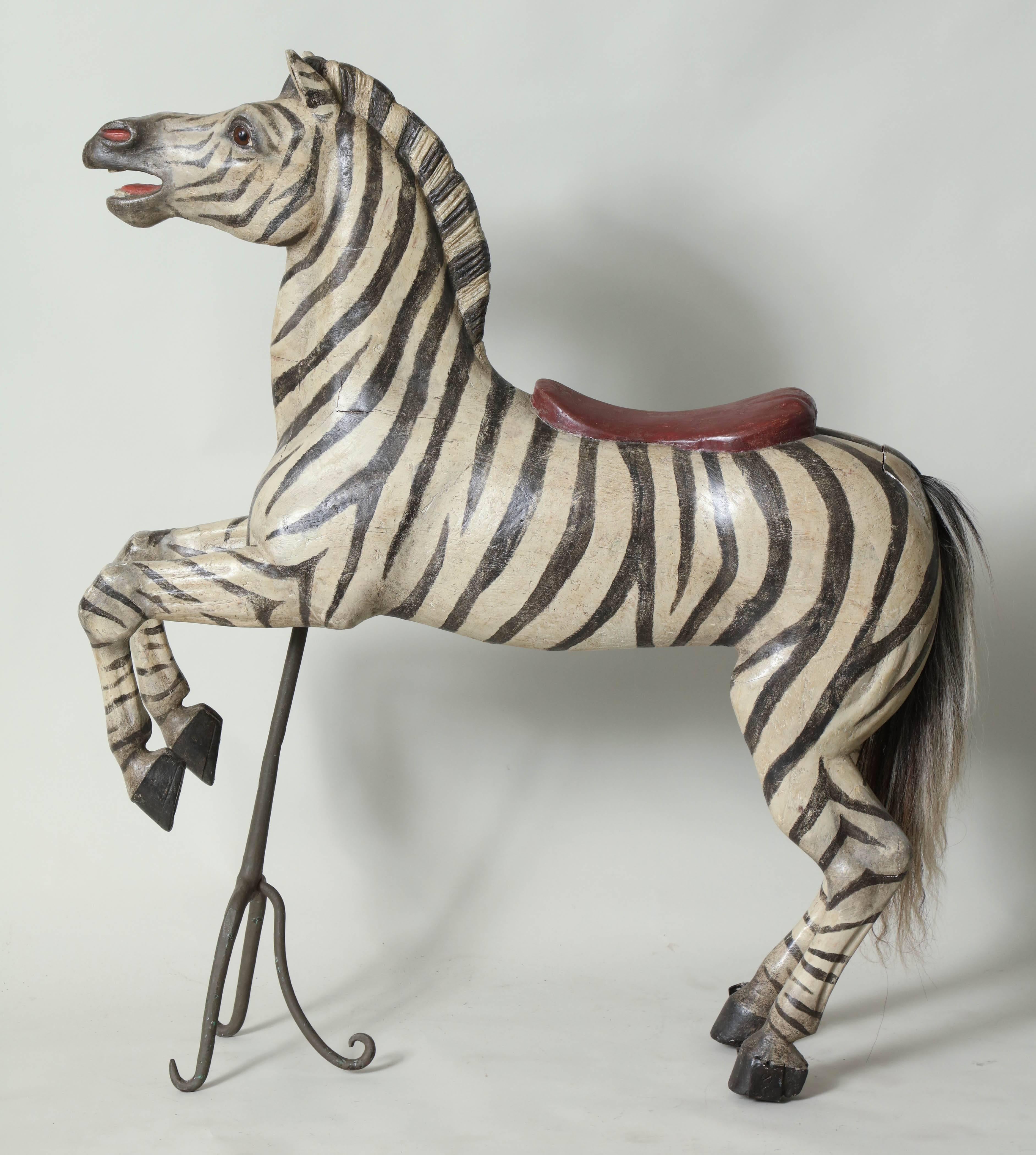 Exceptional Exotic Carousel Zebra by Karl Muller In Good Condition For Sale In Greenwich, CT