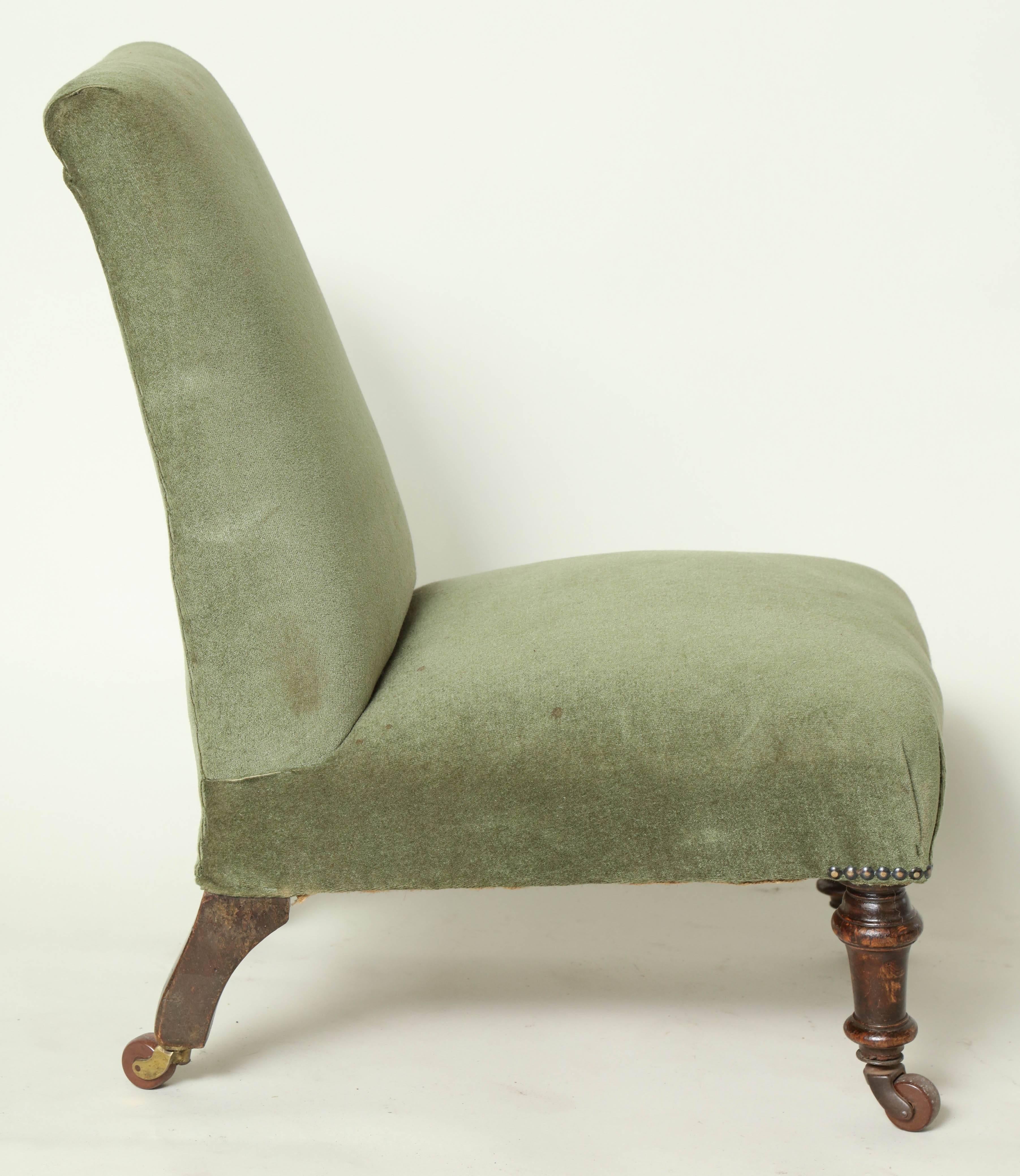 Edwardian Upholstered Slipper Chair In Excellent Condition In Greenwich, CT