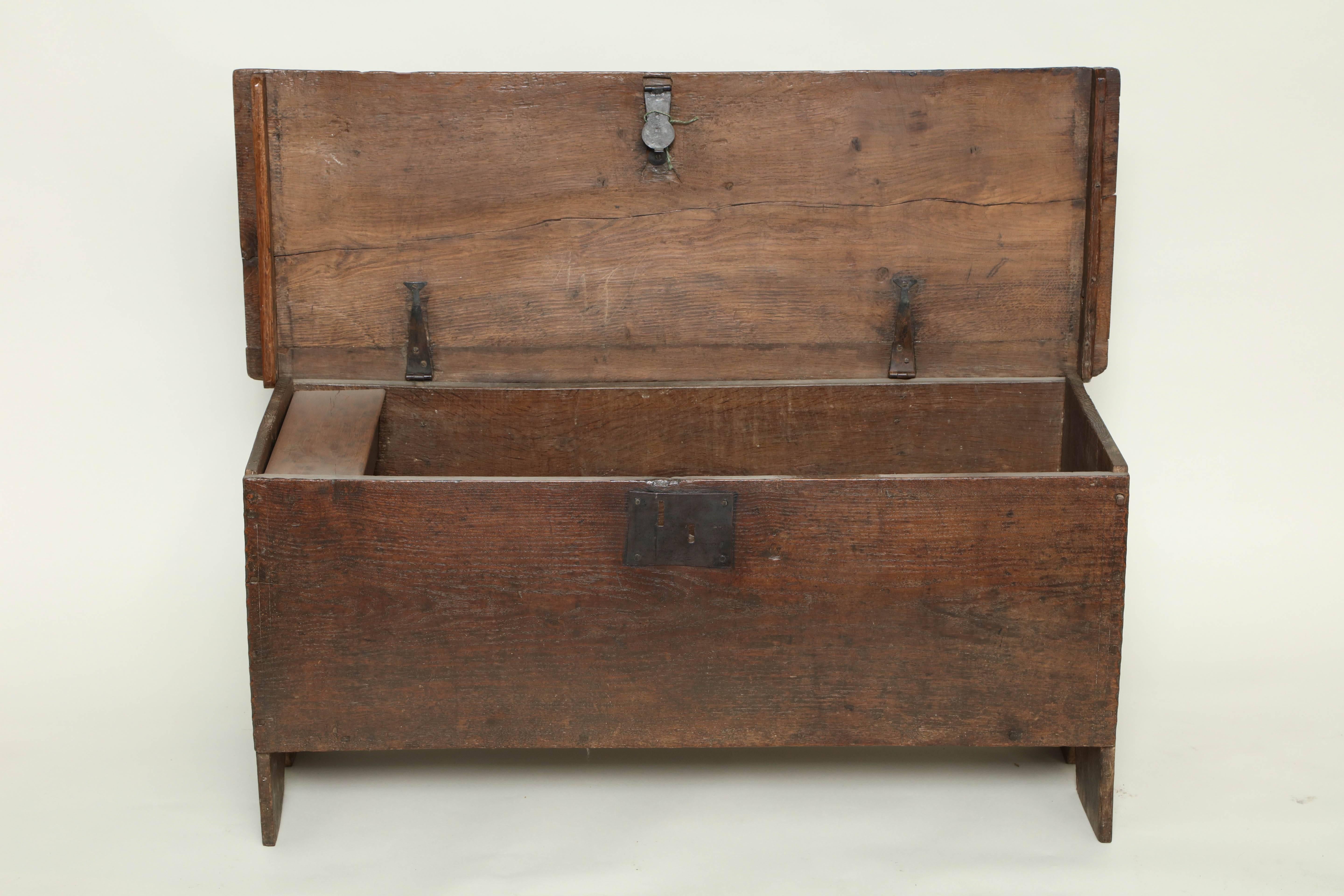 18th Century Oak Six Plank Coffer 1