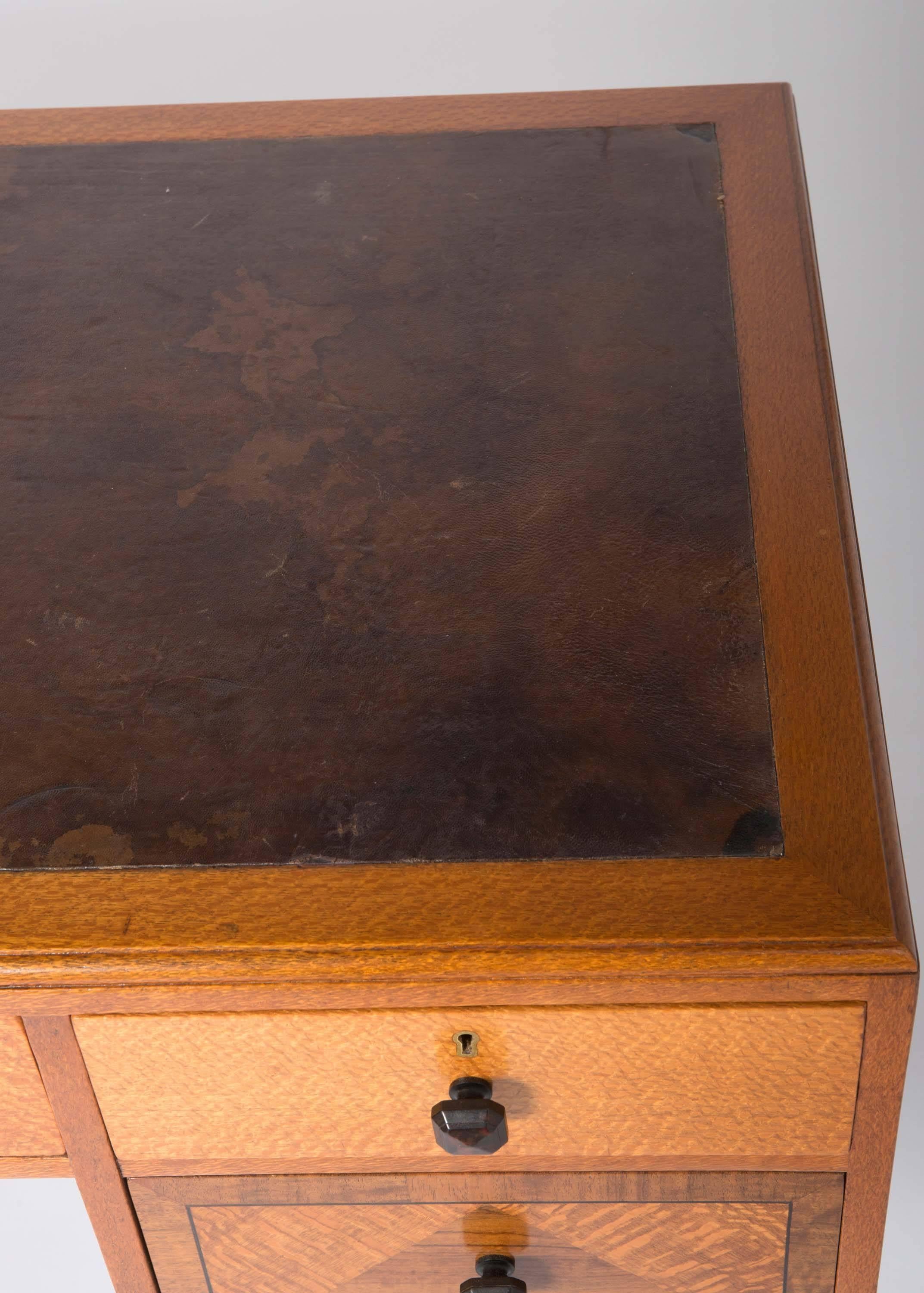 Early 20th Century Heals of London lace-wood veneered desk, England circa 1920