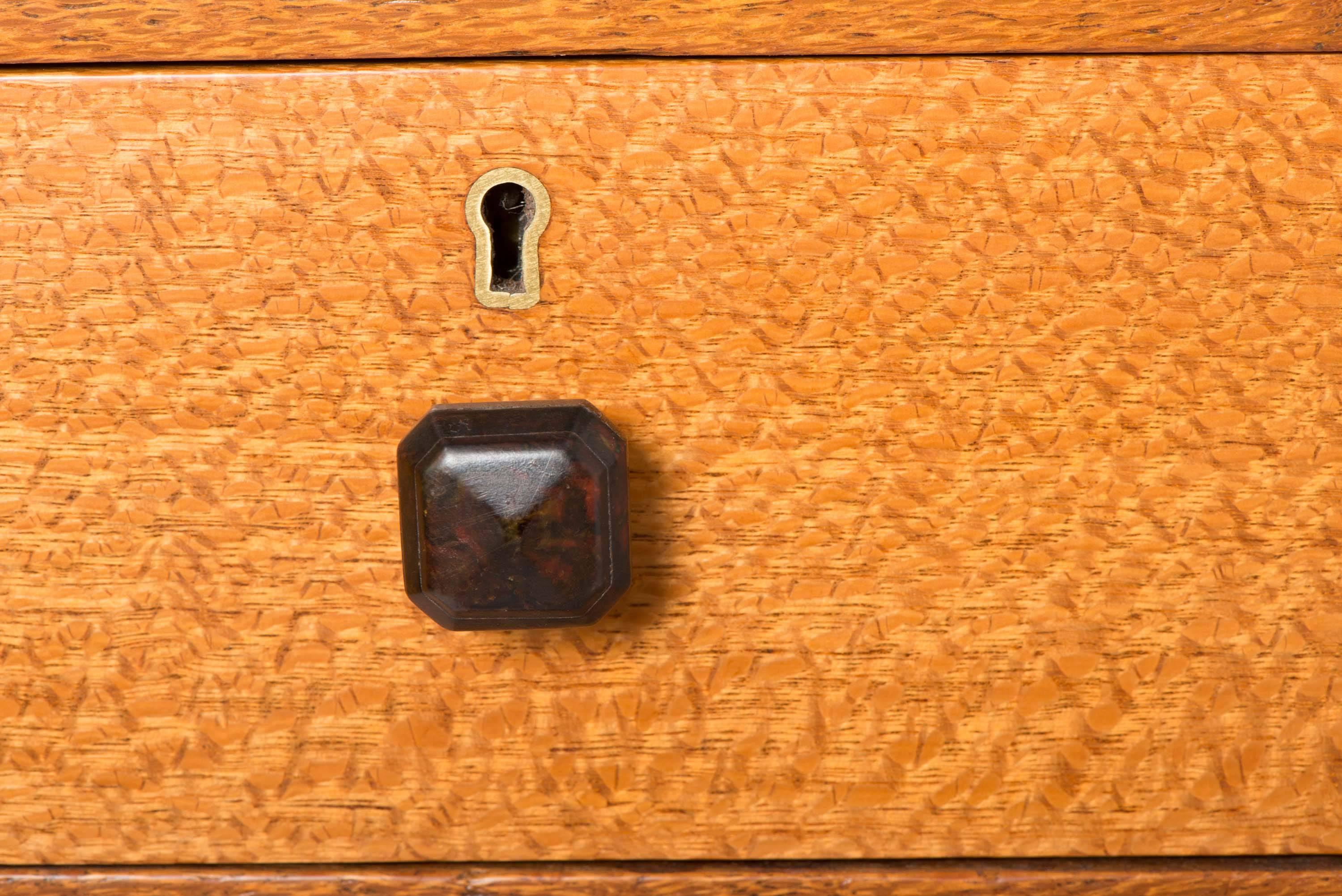 Wood Heals of London lace-wood veneered desk, England circa 1920