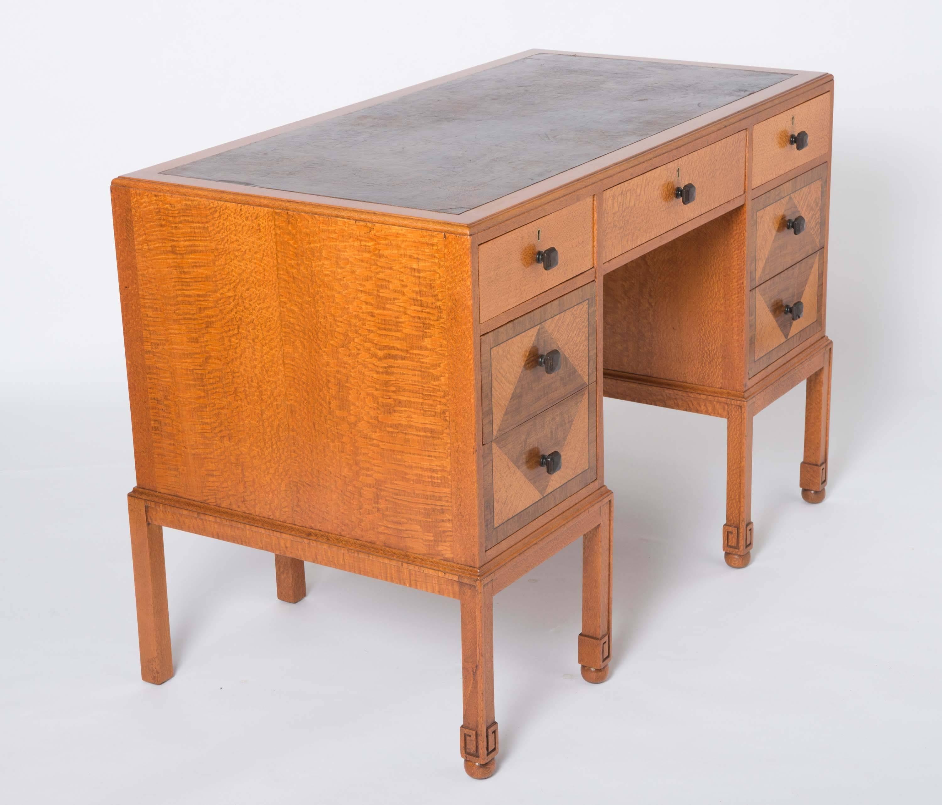 Heals of London lace-wood veneered desk, England circa 1920 1