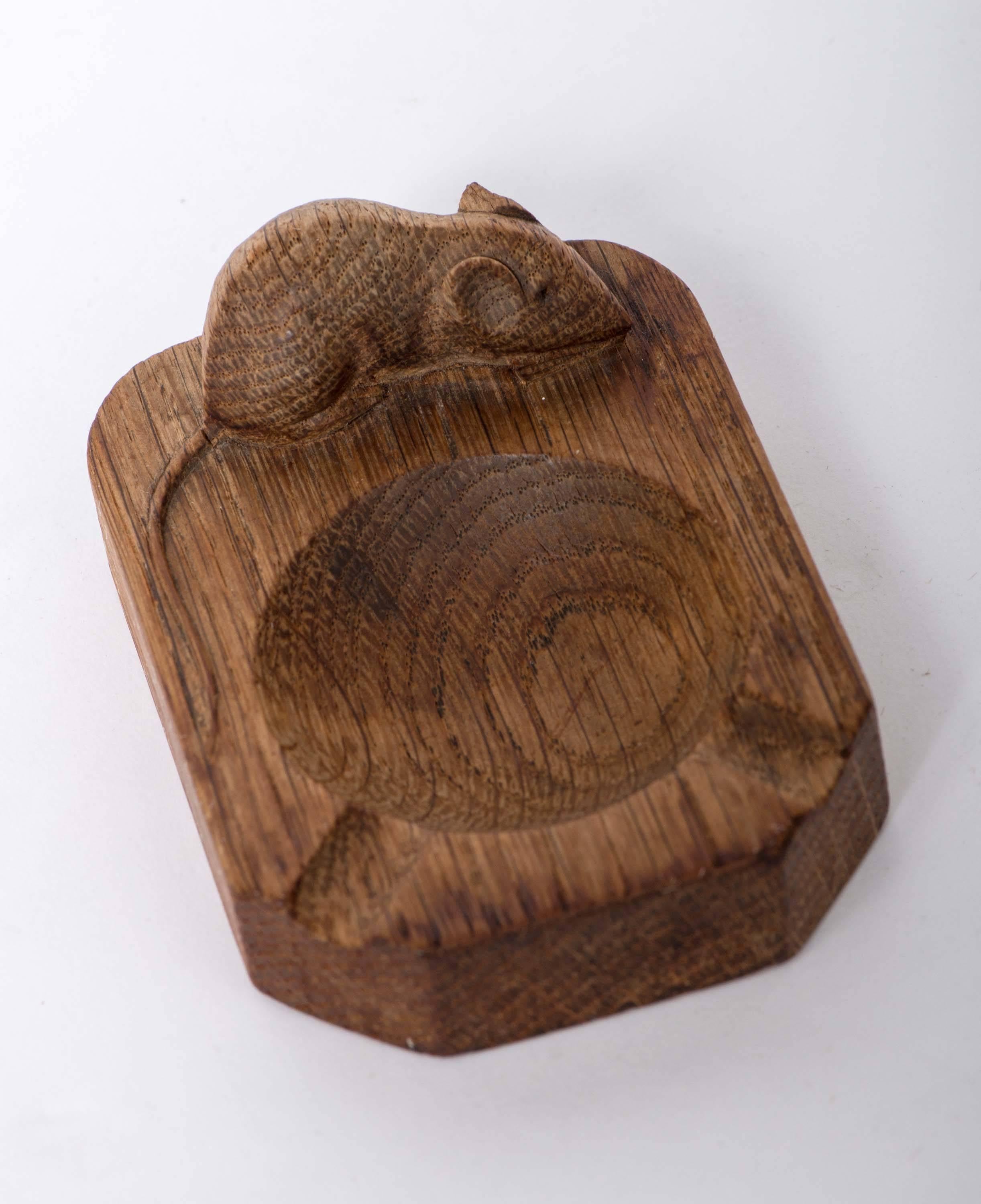 Robert Mouseman Thompson Oak Carved Ashtray 2