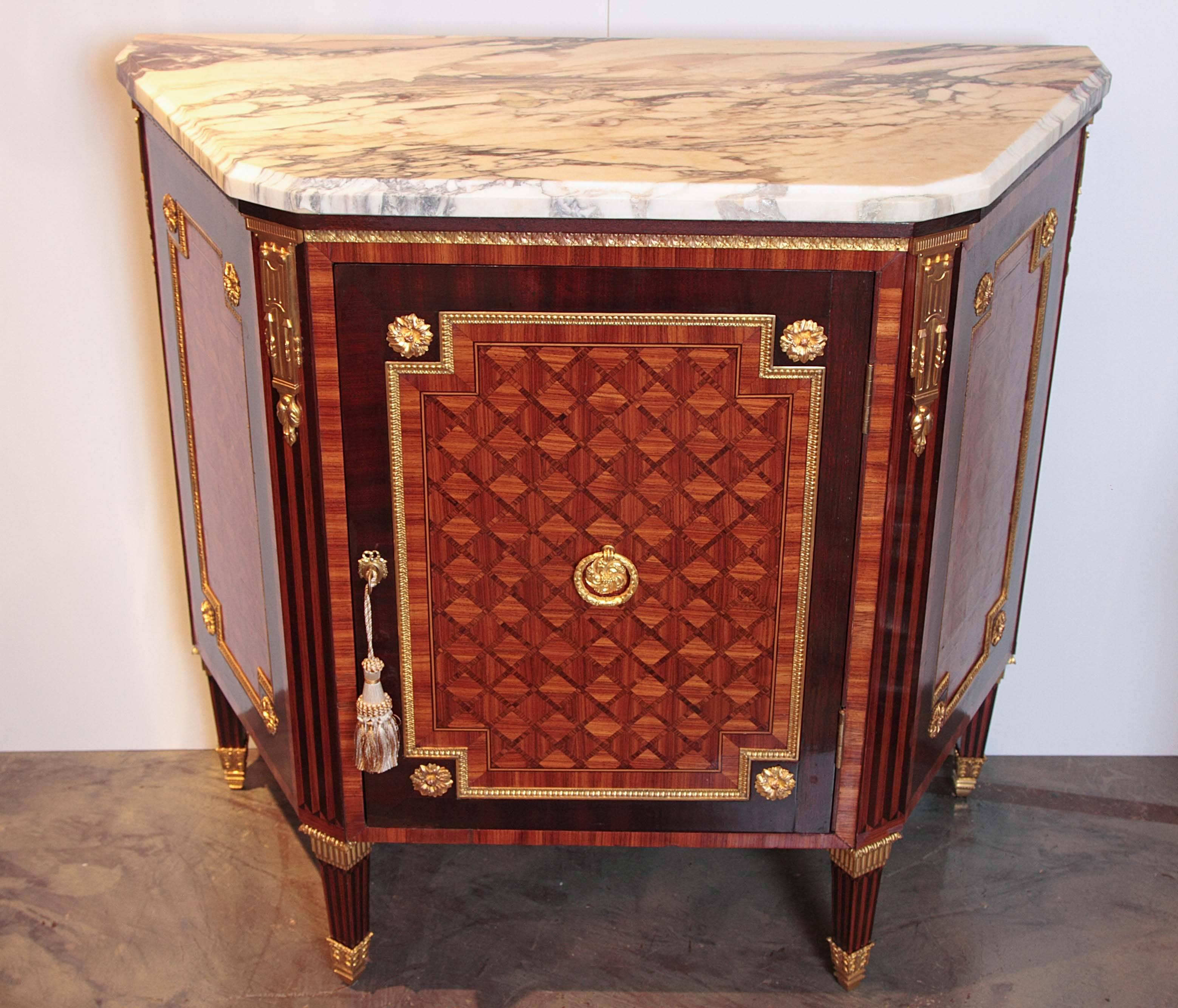 19th century French Louis XVI marble-top commode, signed Sormani.