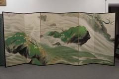 Vintage Japanese Six Panel Folding Screen