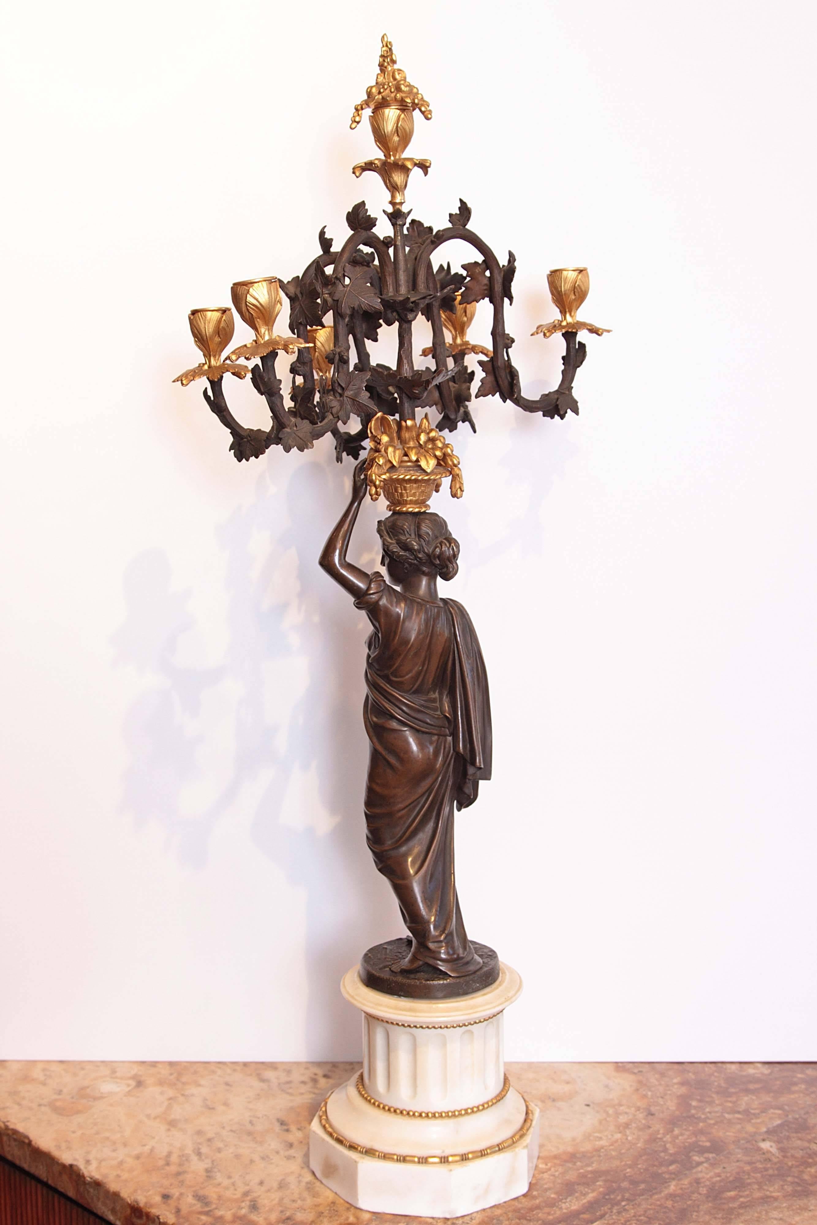 Pair of French 19th Century Candelabra signed F Barbedienne In Excellent Condition In Dallas, TX