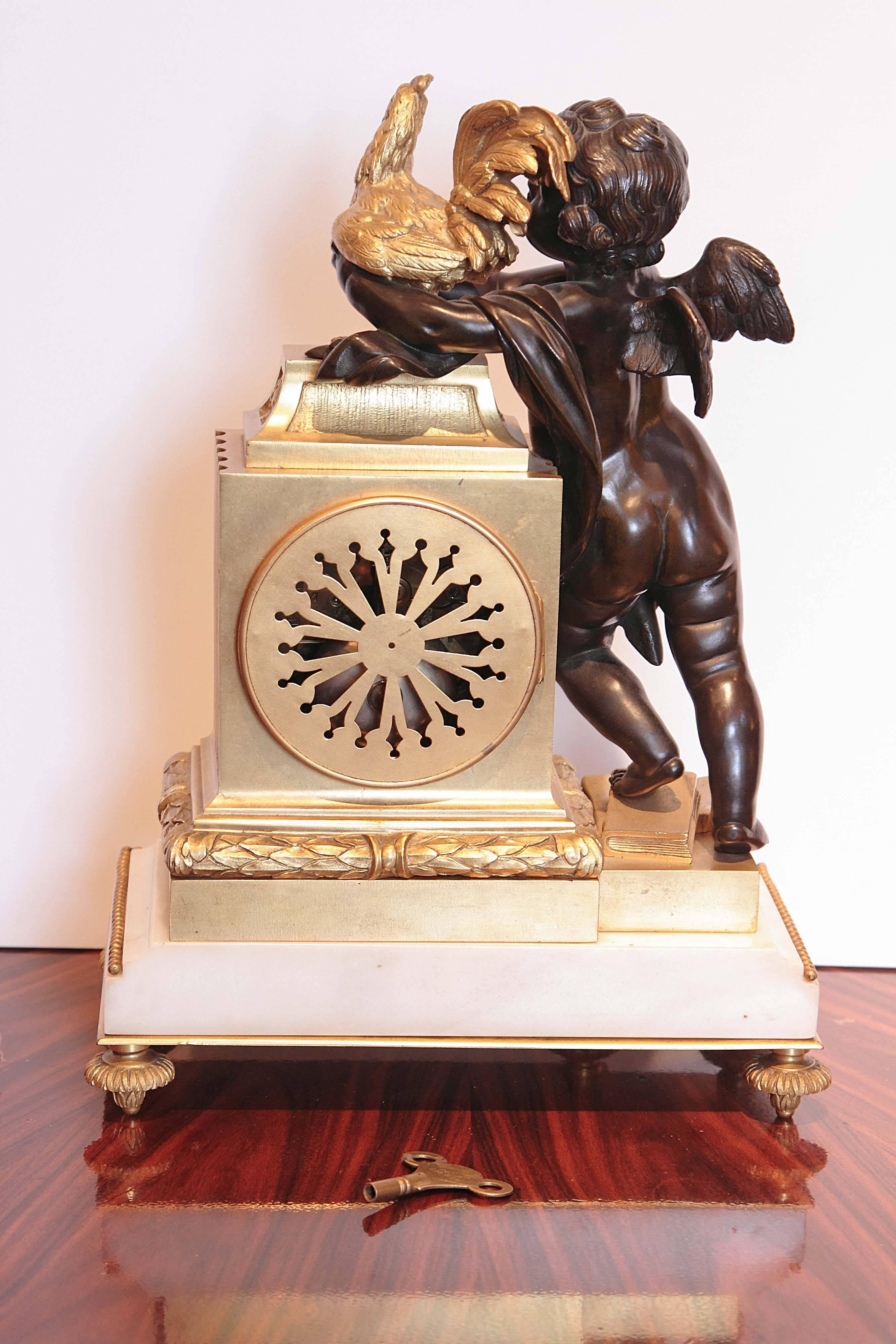 19th Century French Marble and Gilt Bronze Clock Set by A. D Mougin 1