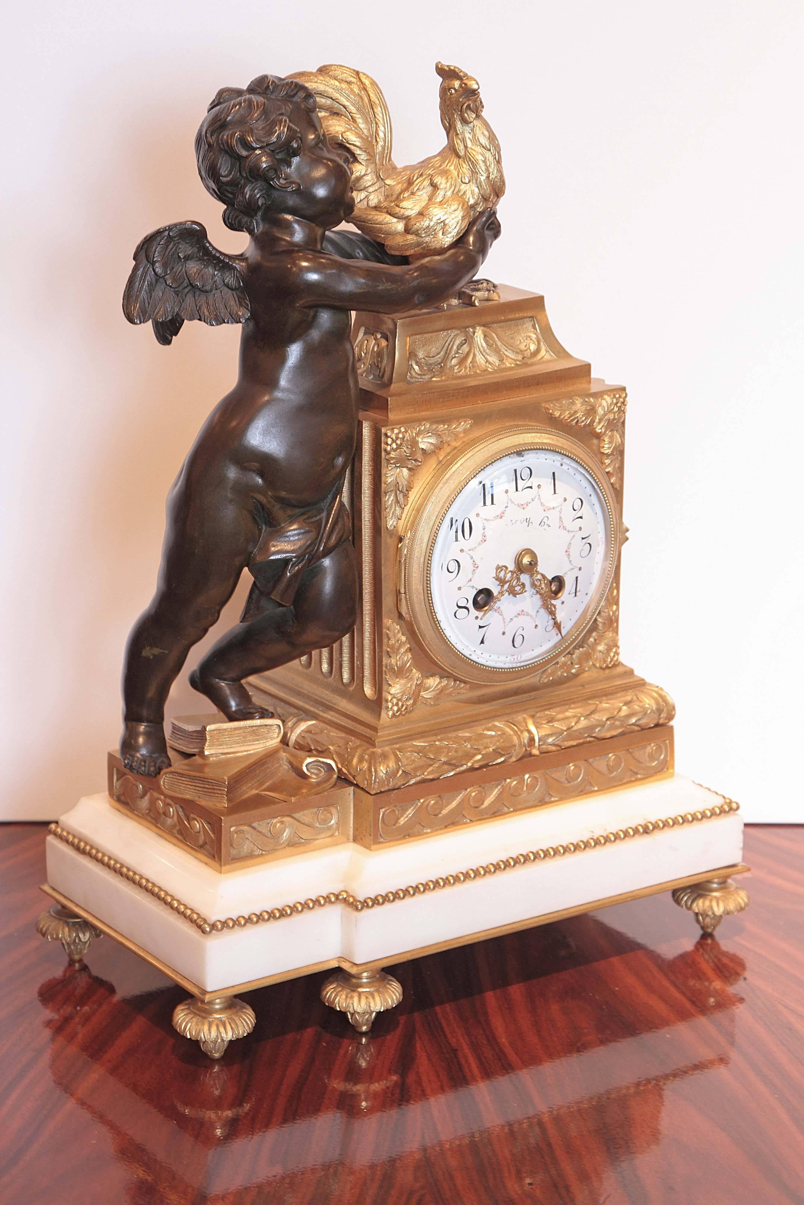 19th Century French Marble and Gilt Bronze Clock Set by A. D Mougin 3