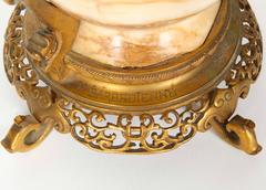 Pair of French Japonisme Ormolu and Onyx Candelabra Signed F. Barbedienne