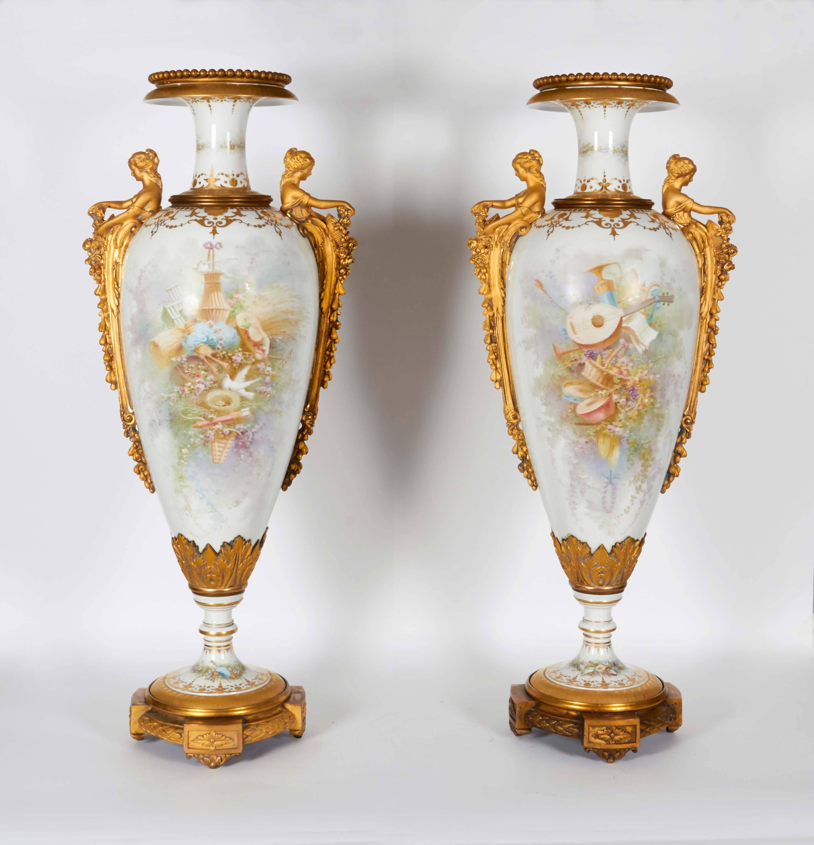 Monumental Pair of French Ormolu-Mounted Sevres Porcelain Vases Collot 4