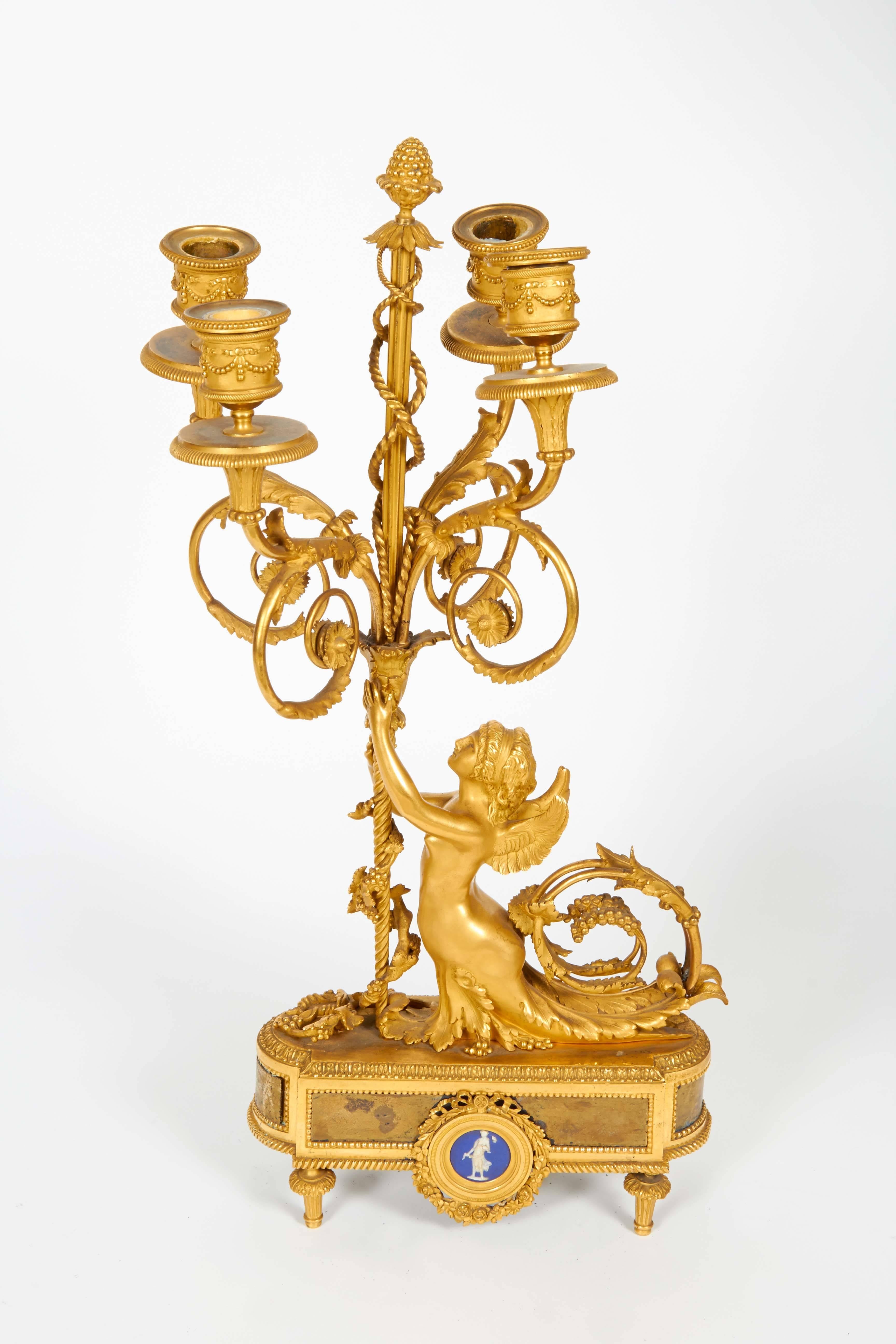 Louis XVI Style French Ormolu Bronze Four-Light Candelabra Pair Alfred Beurdeley 5