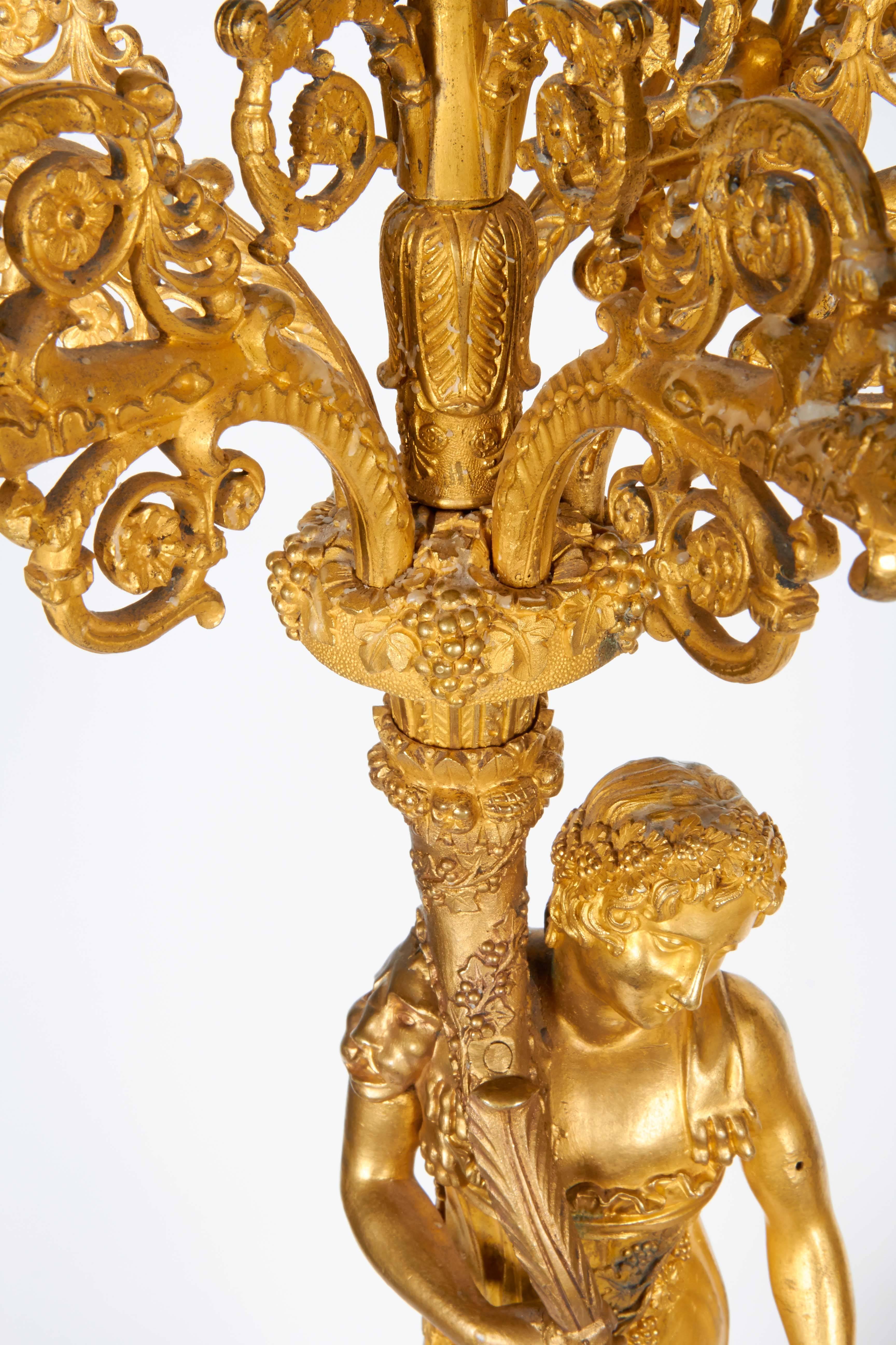 Monumental Pair of French Empire Ormolu Bronze Candelabra 19th Century 7