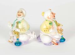 Pair of Miniature Meissen Porcelain Figurines Turks Smoking Hookah