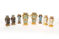 Paire de vases en ormolu et émail cloisonné champlevé de style japonisant français
