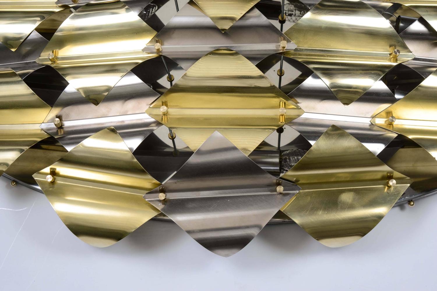 Pair of Wall Sconces in Grey and Gold Metal at 1stdibs
