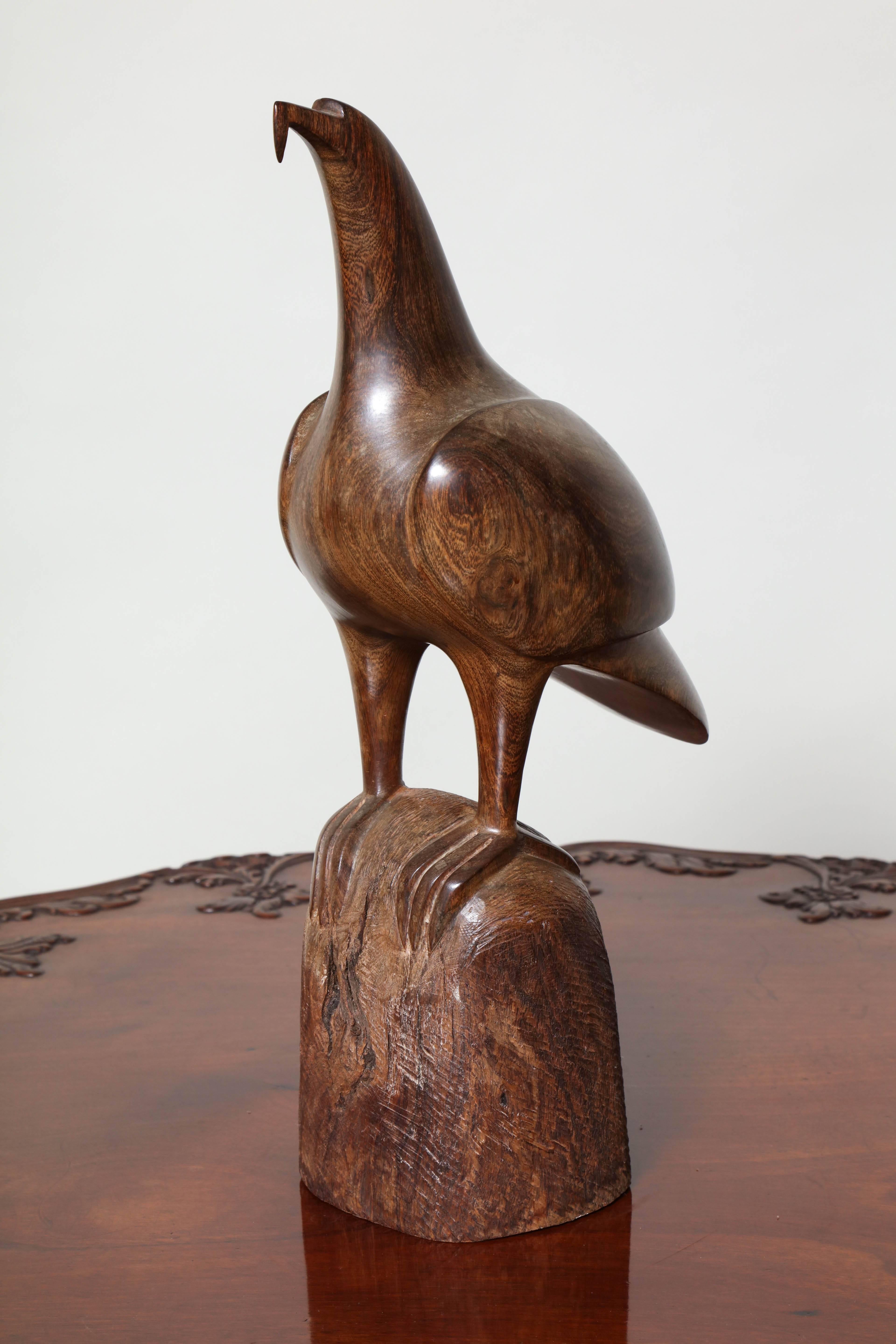 Koa Wood Seabird Sculpture In Excellent Condition In Greenwich, CT